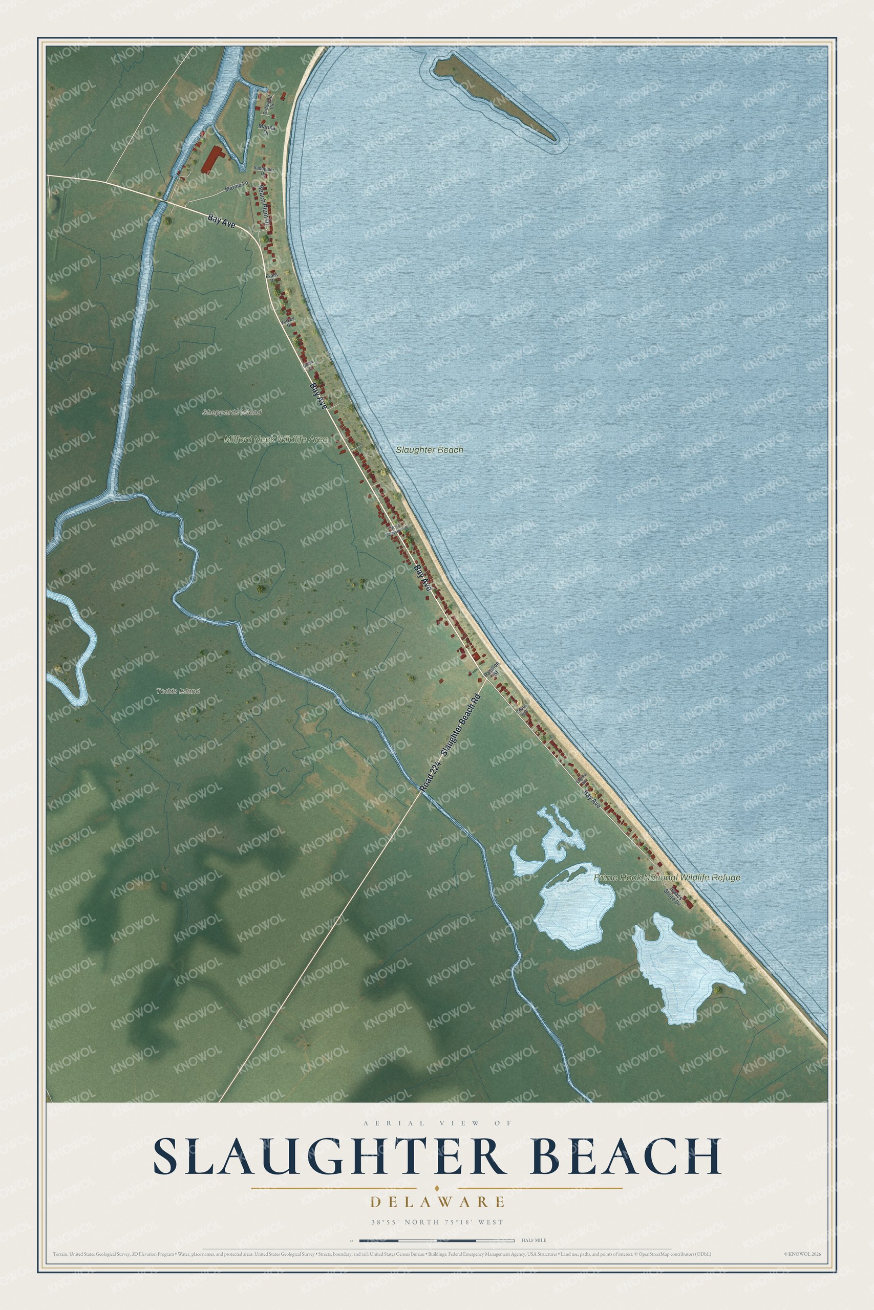 Watermarked full-map preview of Slaughter Beach, Delaware