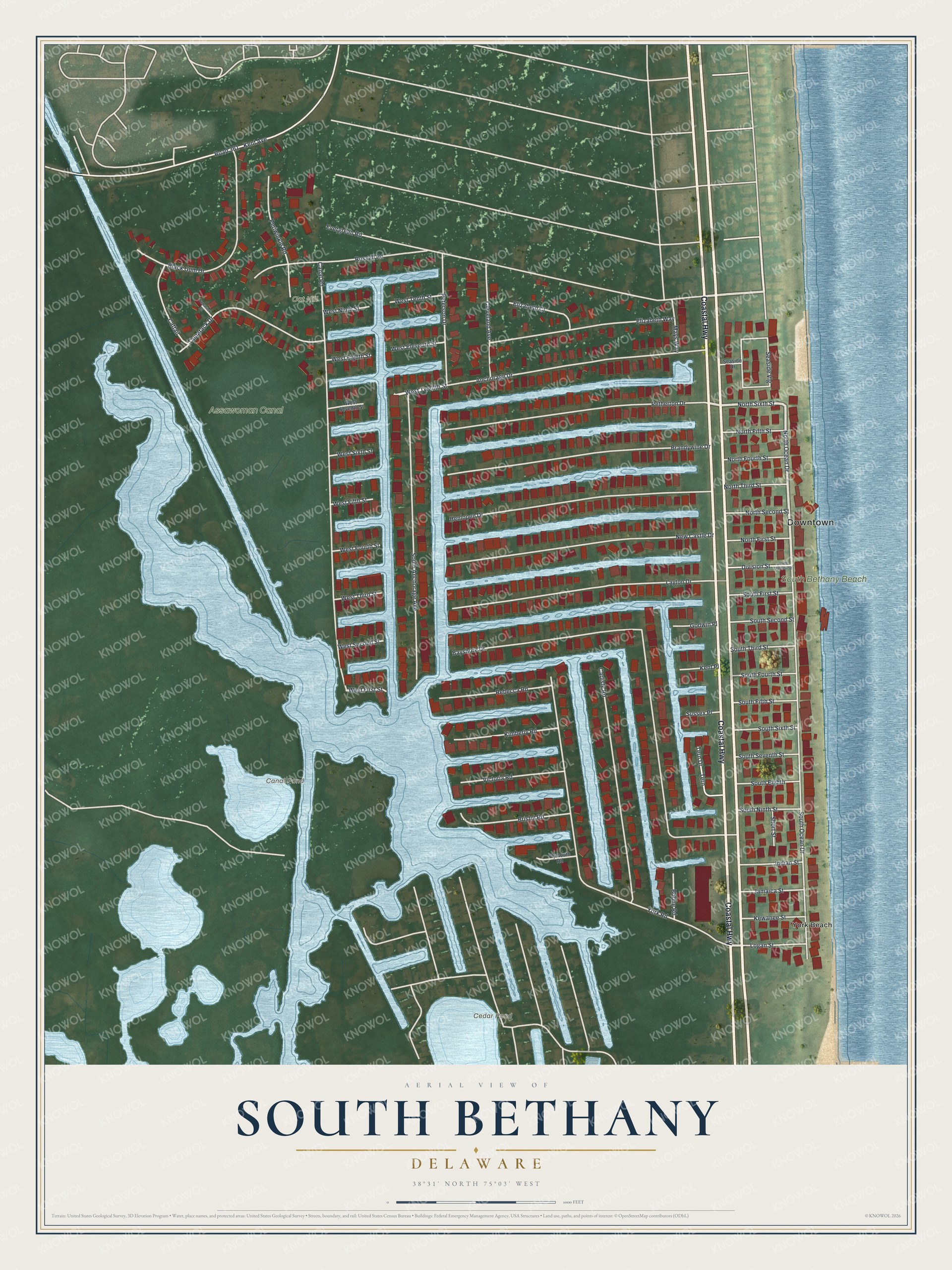 Watermarked full-map preview of South Bethany, Delaware