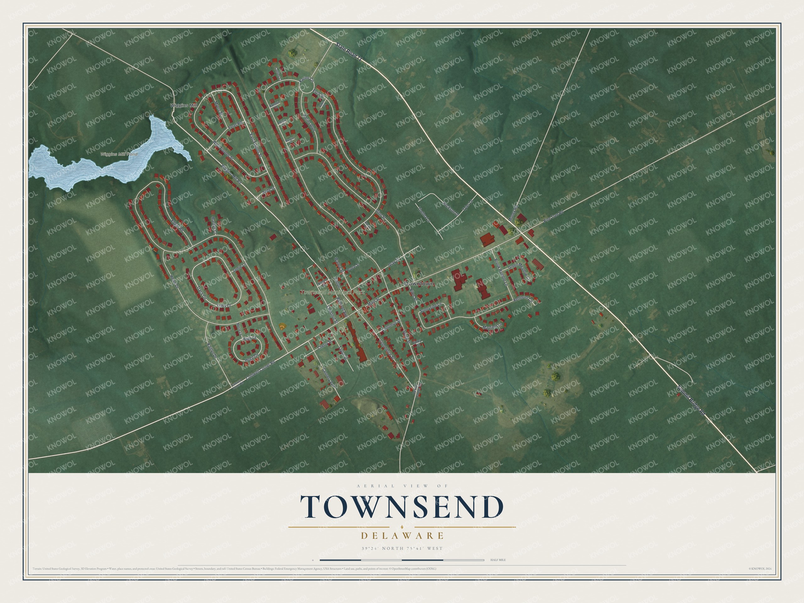 Watermarked full-map preview of Townsend, Delaware
