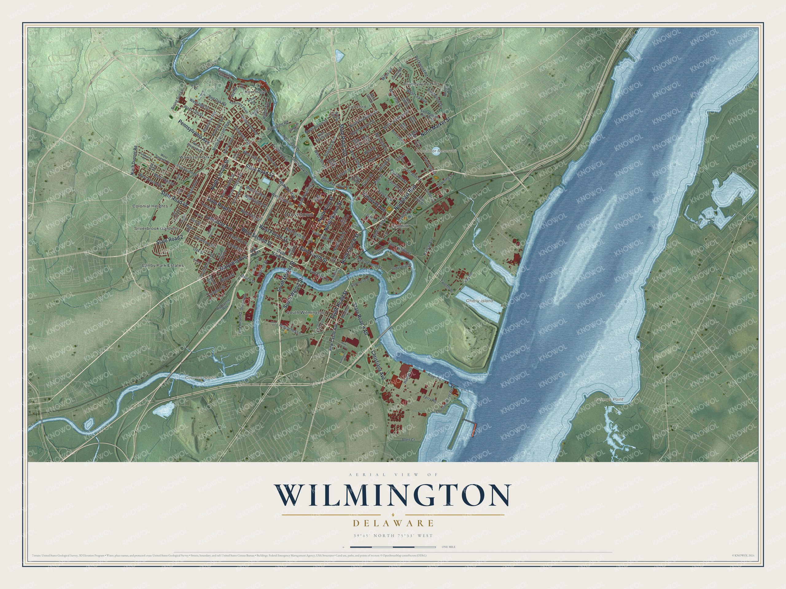 Watermarked full-map preview of Wilmington, Delaware