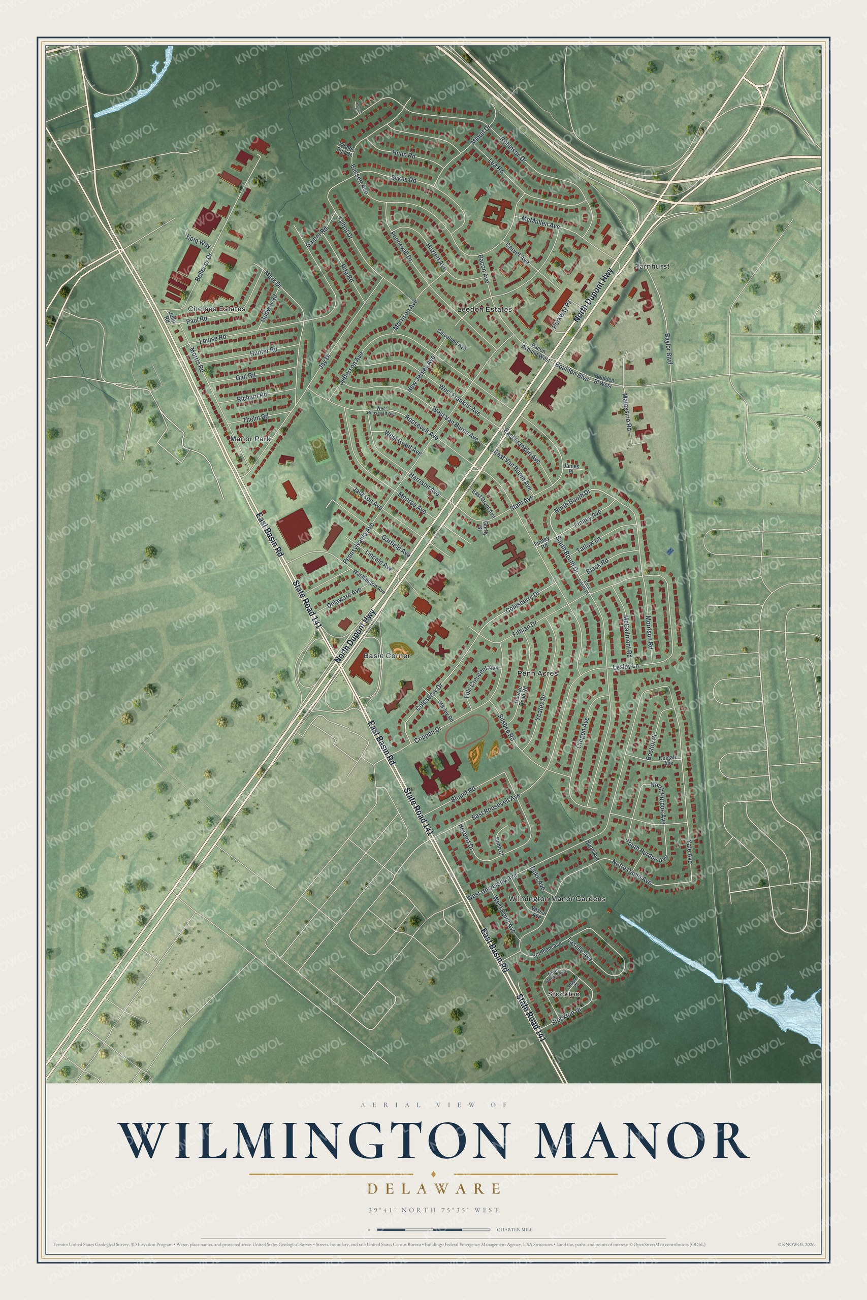 Watermarked full-map preview of Wilmington Manor, Delaware