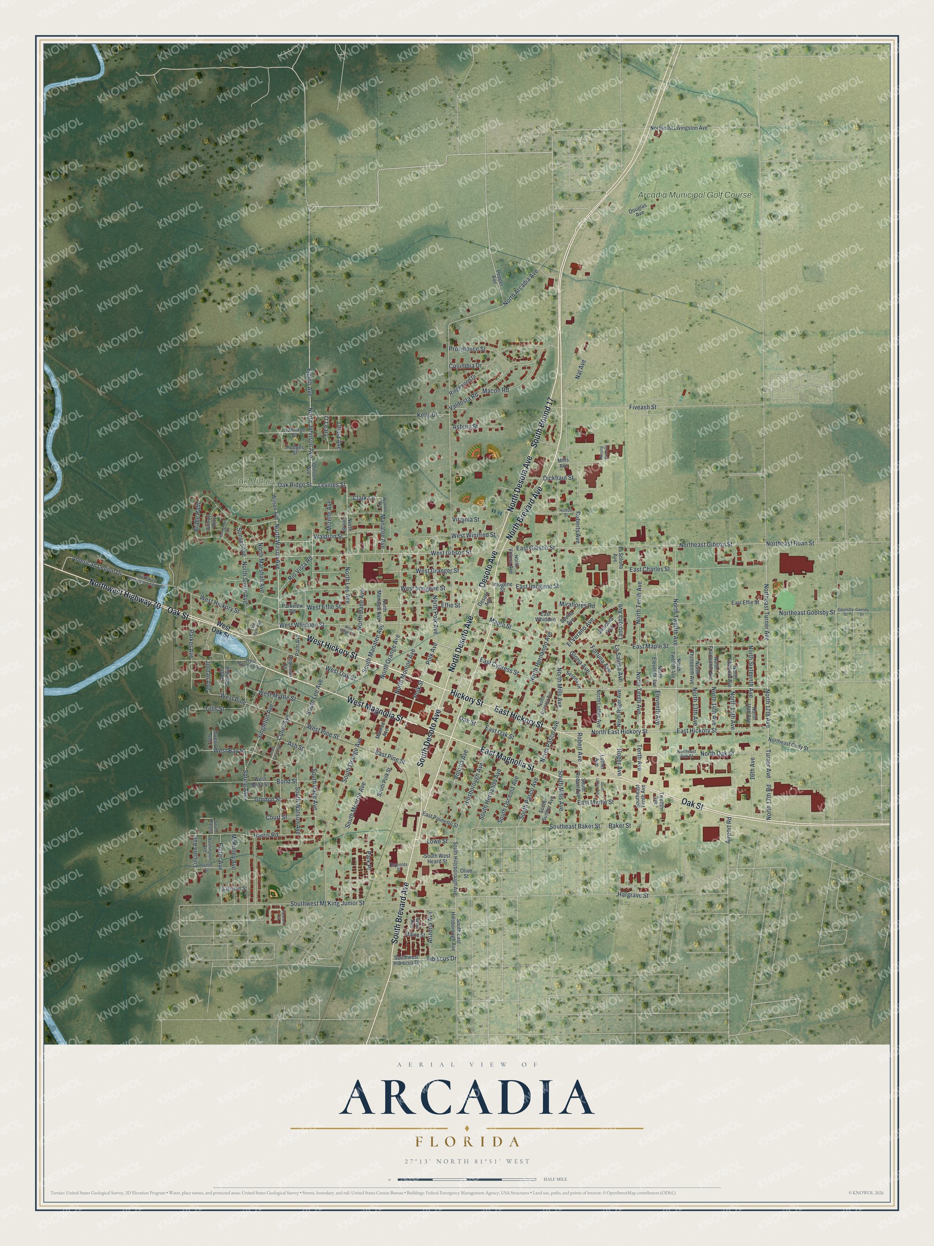 Watermarked full-map preview of Arcadia, Florida