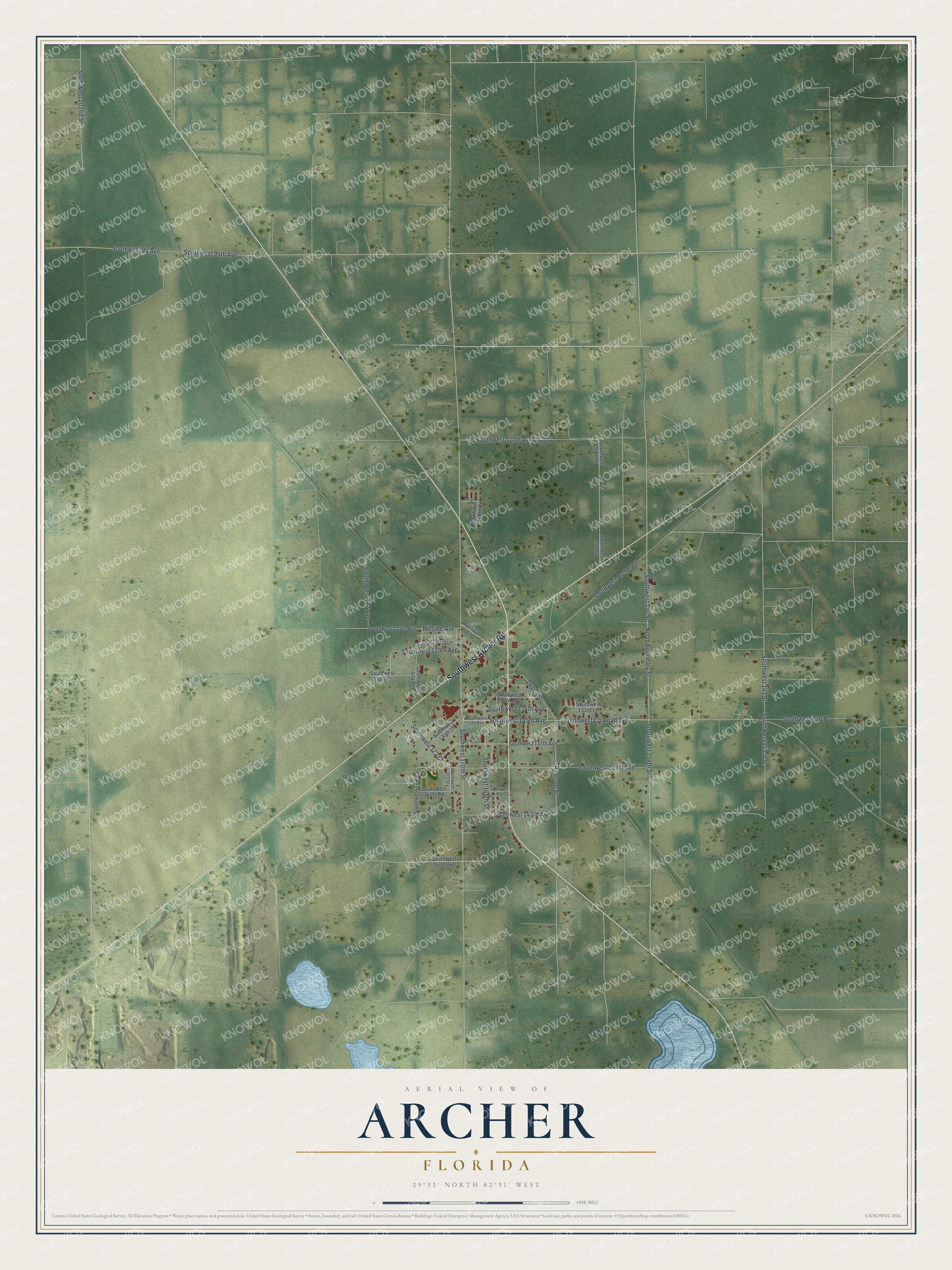 Watermarked full-map preview of Archer, Florida