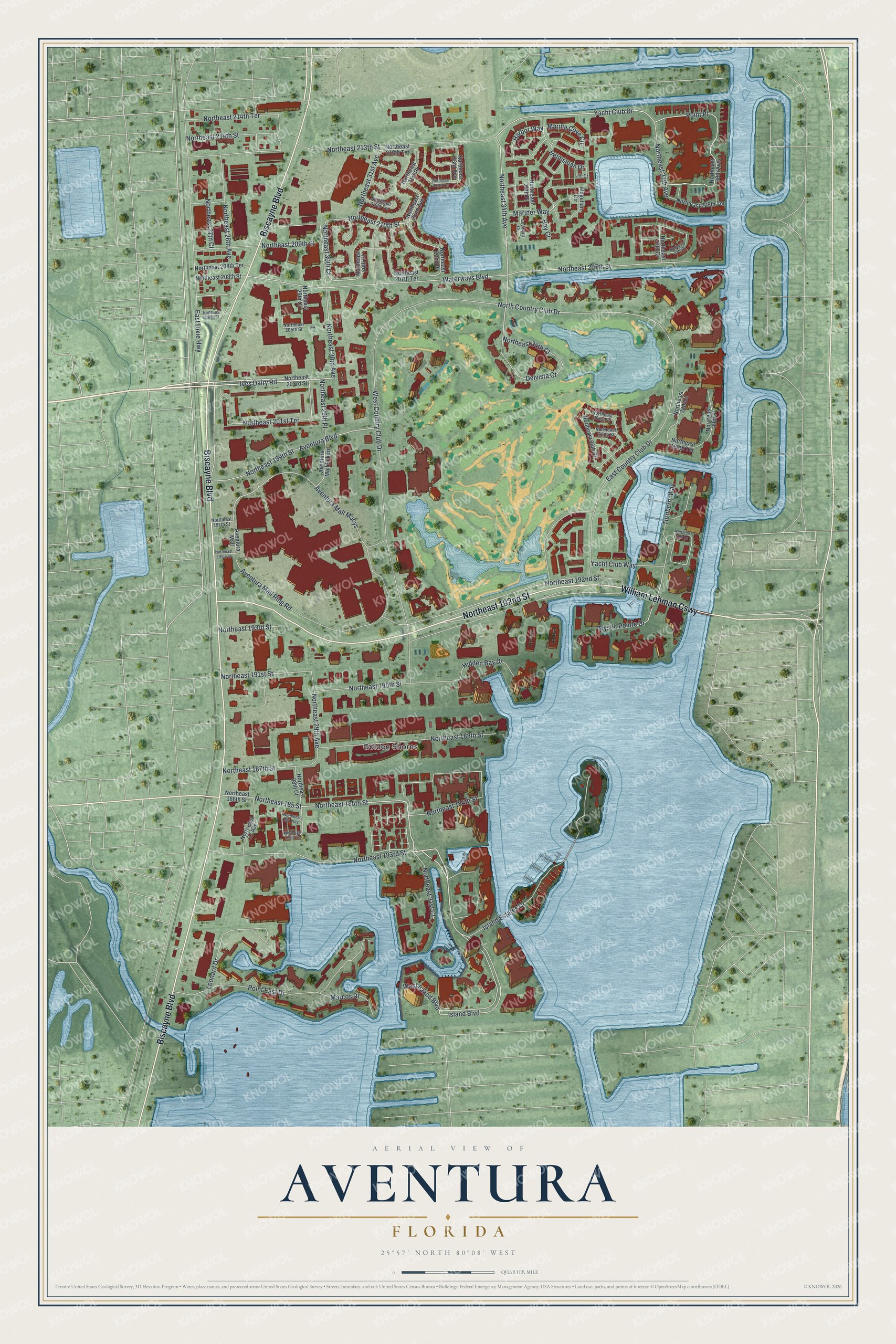 Watermarked full-map preview of Aventura, Florida