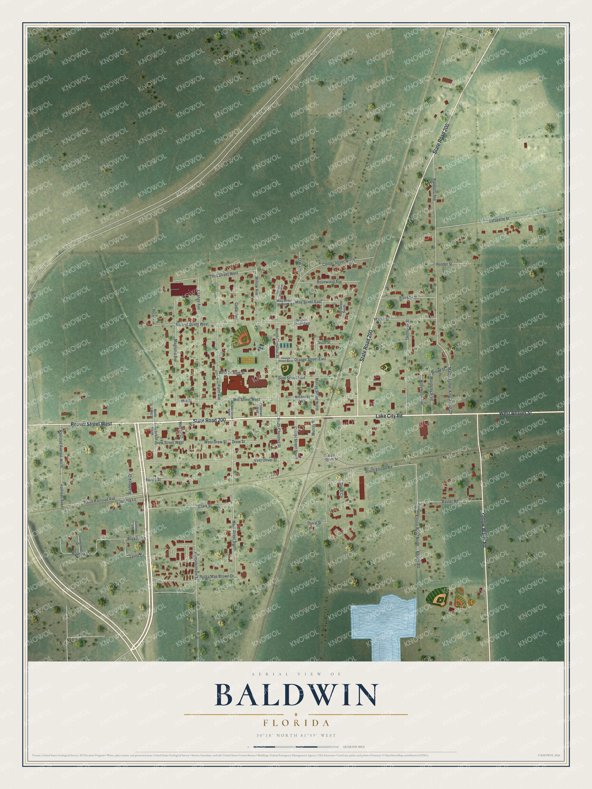 Watermarked full-map preview of Baldwin, Florida