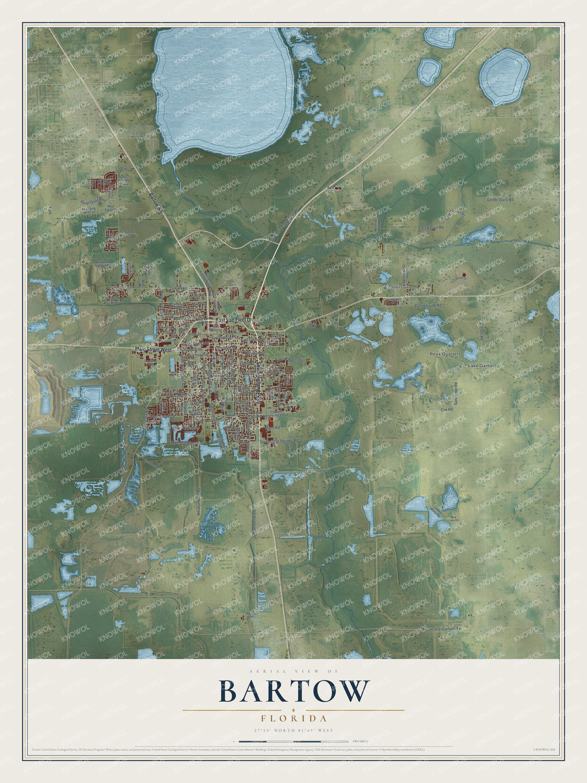 Watermarked full-map preview of Bartow, Florida