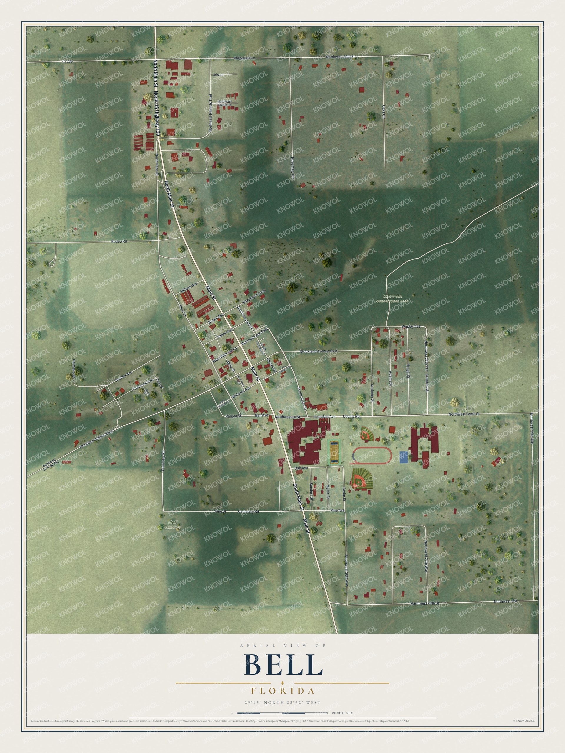 Watermarked full-map preview of Bell, Florida
