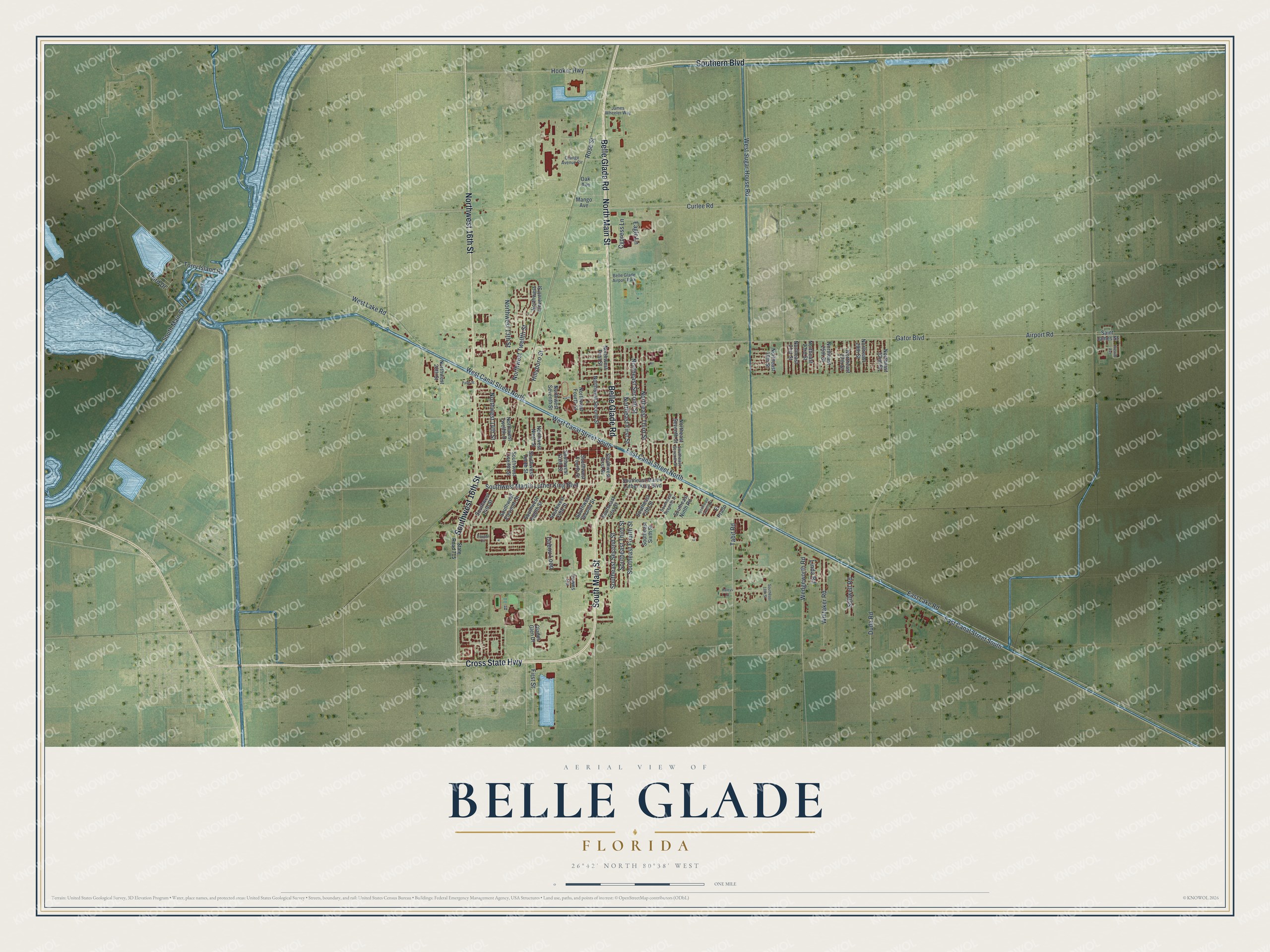Watermarked full-map preview of Belle Glade, Florida
