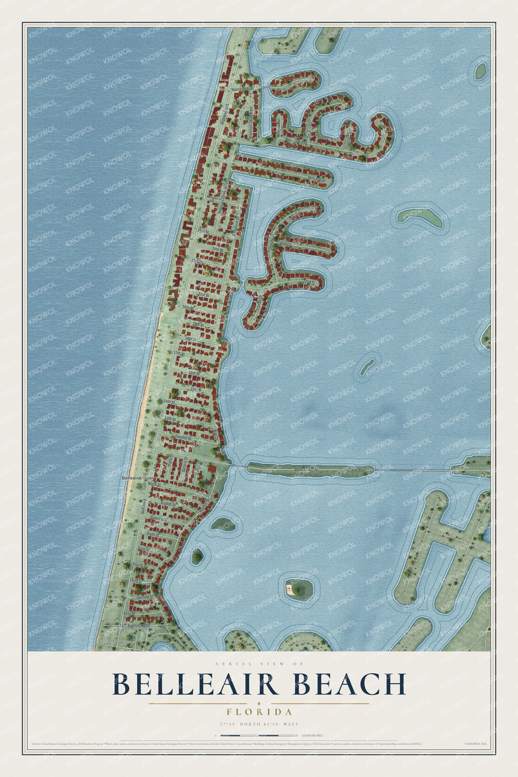 Watermarked full-map preview of Belleair Beach, Florida