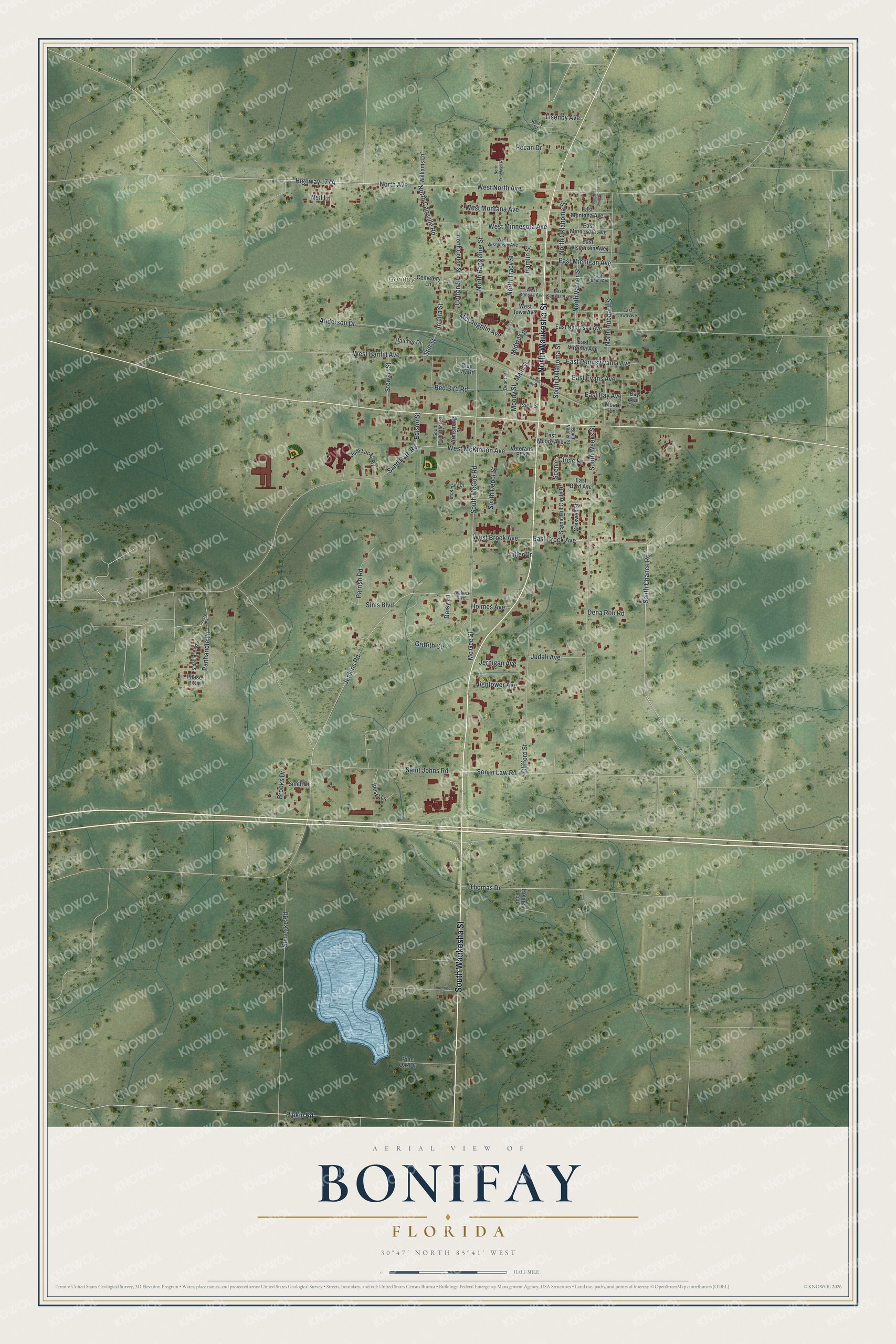 Watermarked full-map preview of Bonifay, Florida