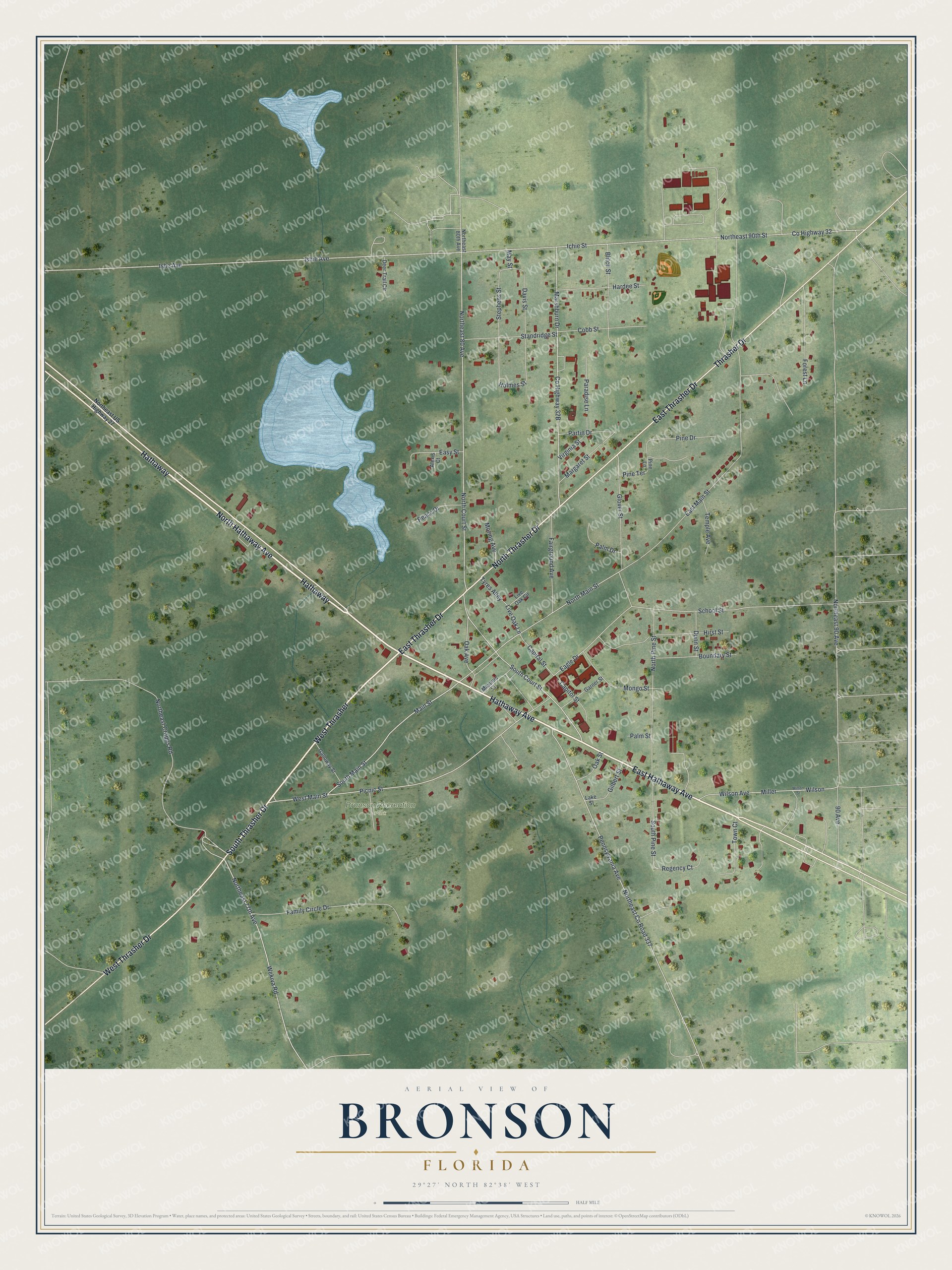 Watermarked full-map preview of Bronson, Florida