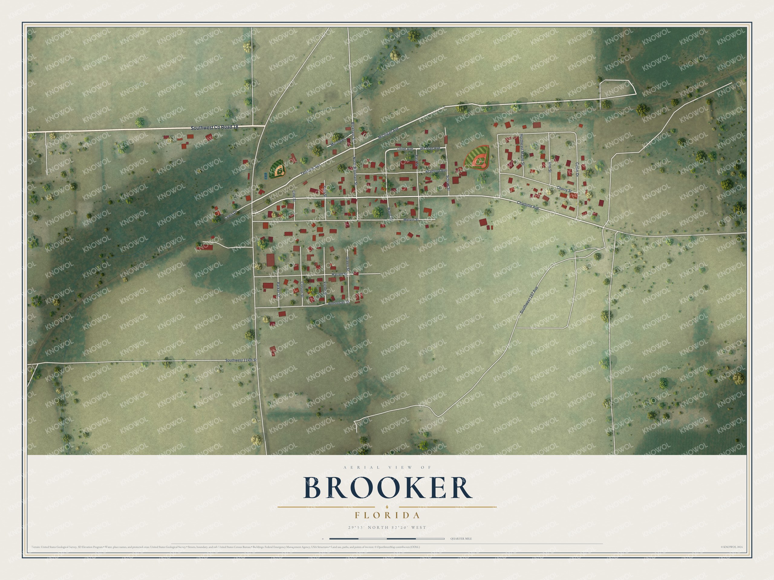 Watermarked full-map preview of Brooker, Florida