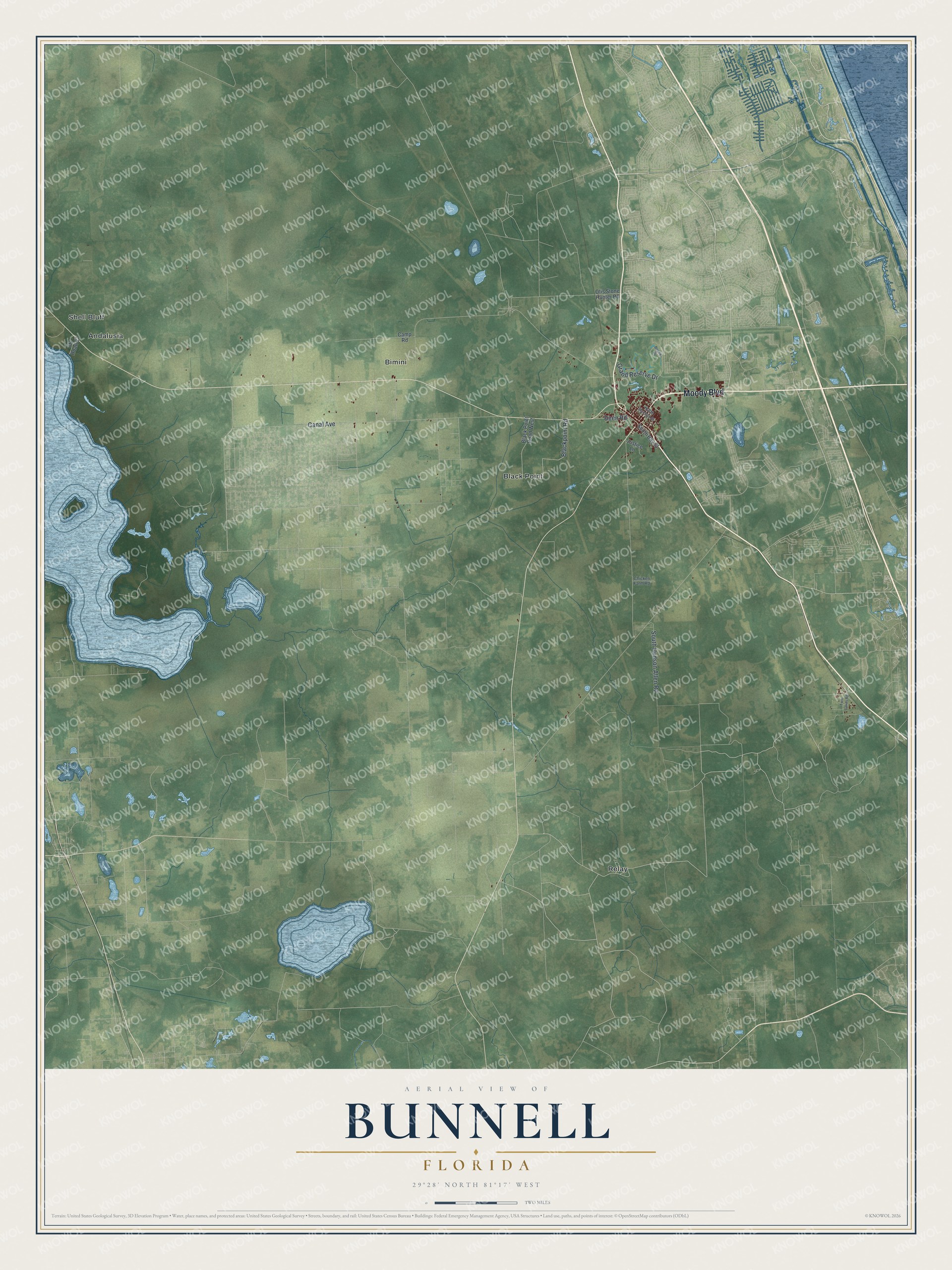 Watermarked full-map preview of Bunnell, Florida