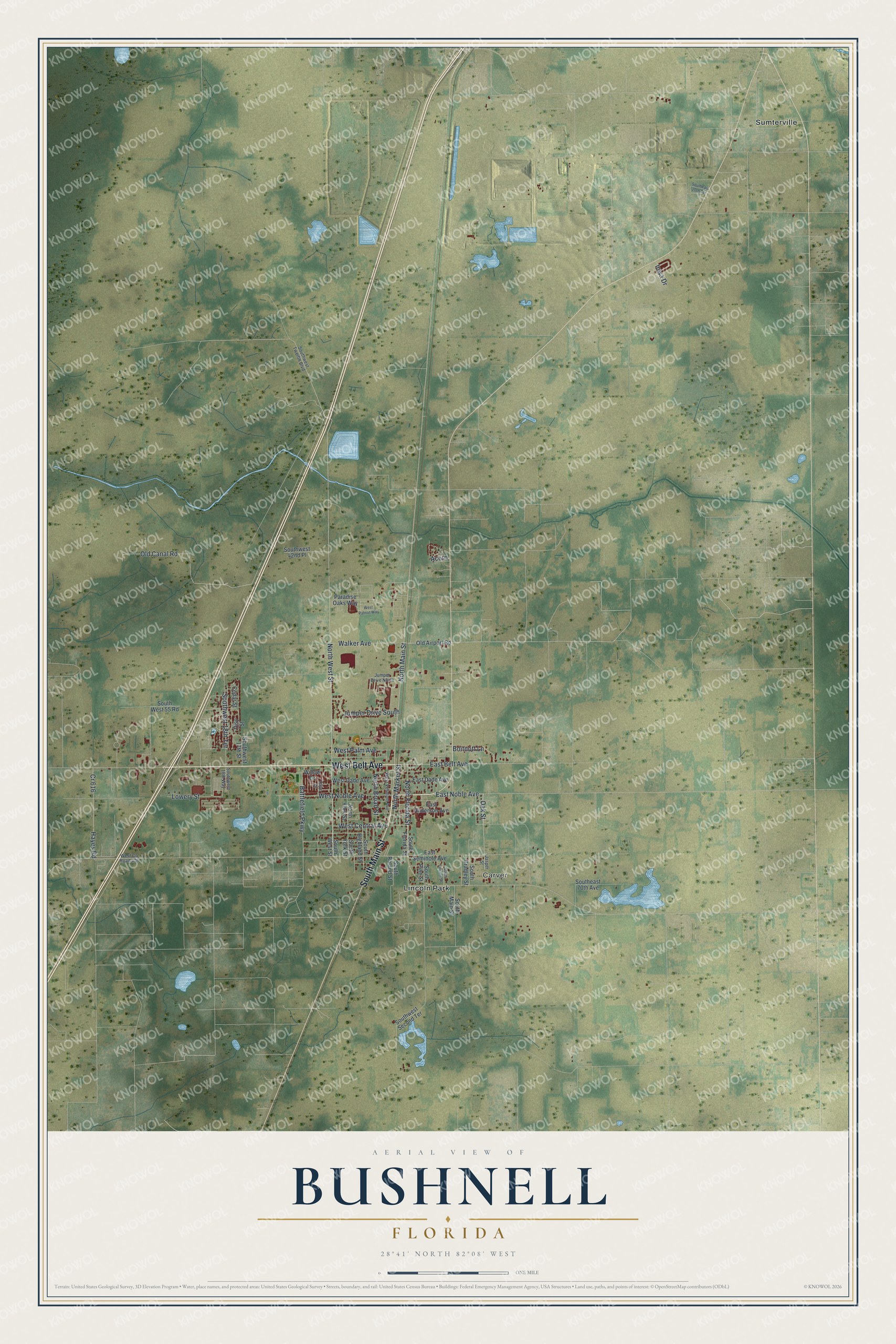 Watermarked full-map preview of Bushnell, Florida
