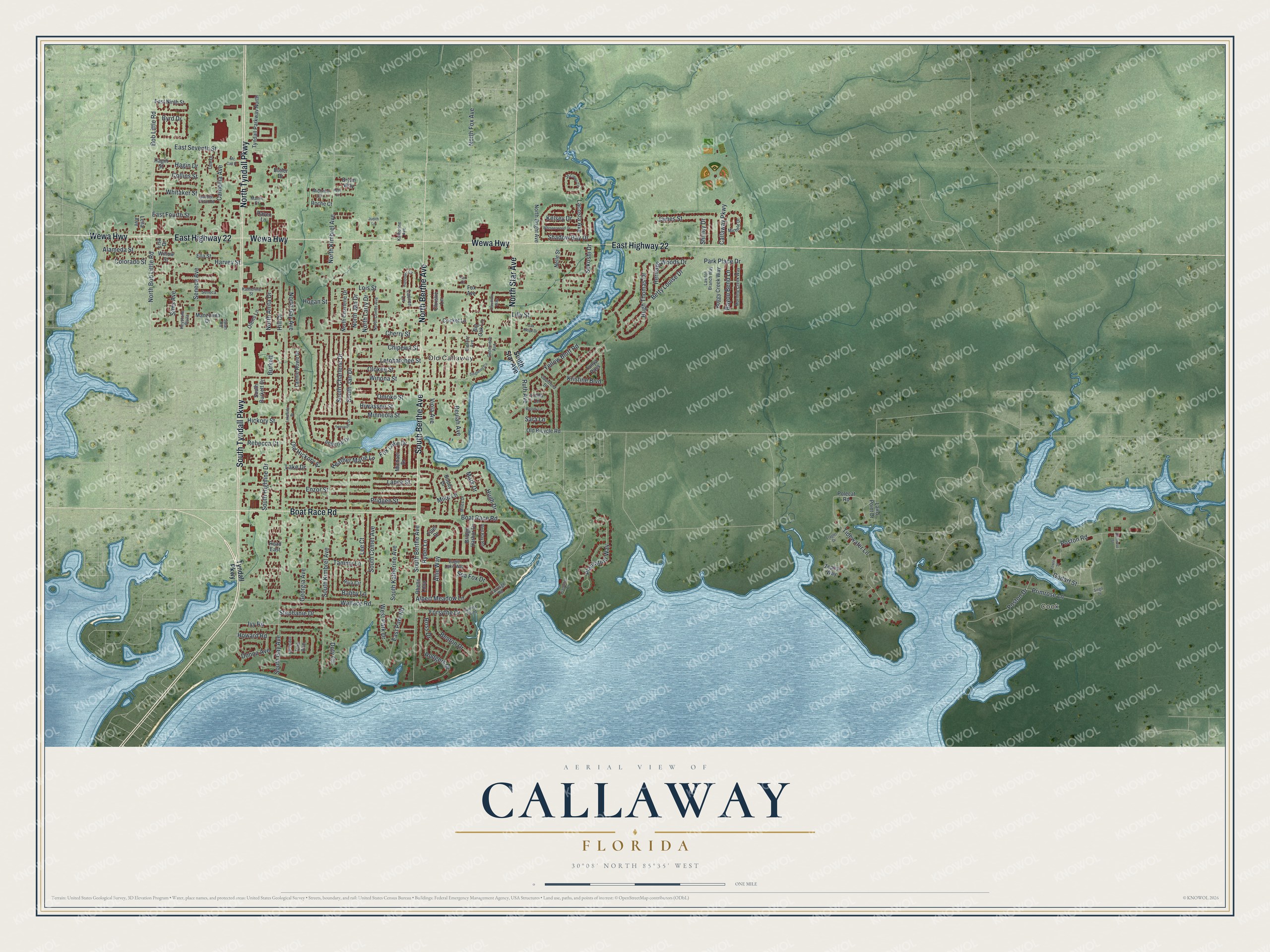 Watermarked full-map preview of Callaway, Florida