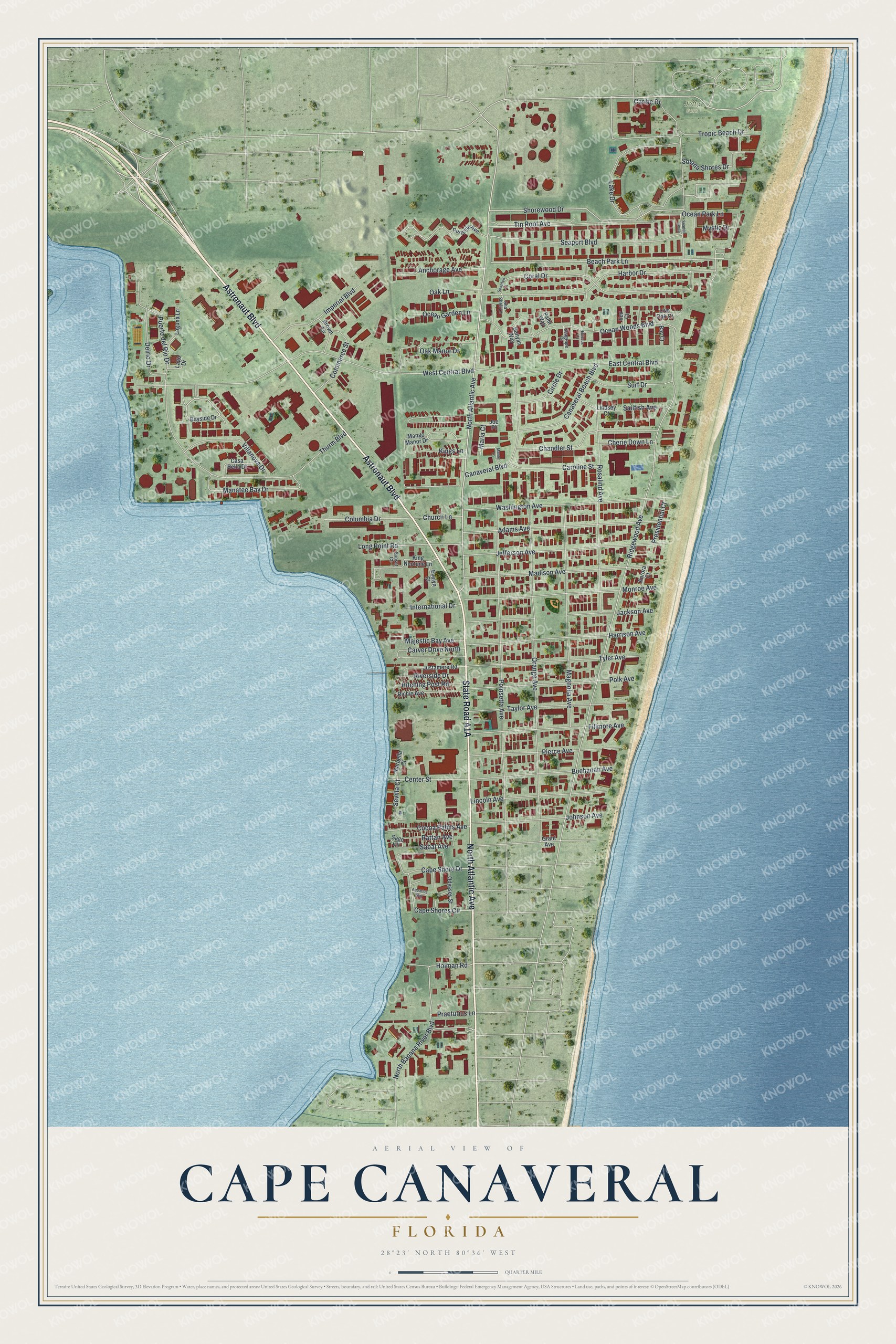 Watermarked full-map preview of Cape Canaveral, Florida