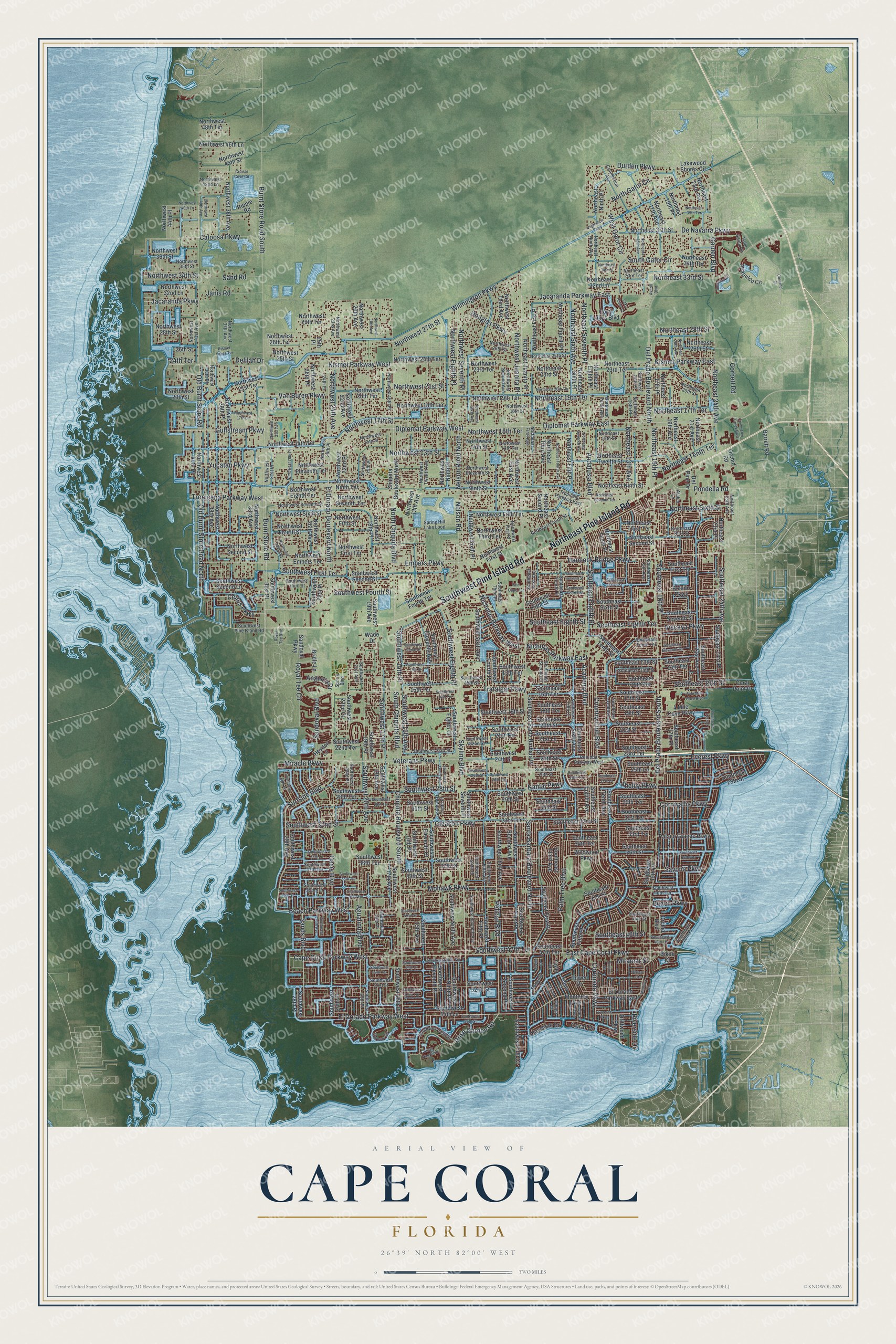 Watermarked full-map preview of Cape Coral, Florida