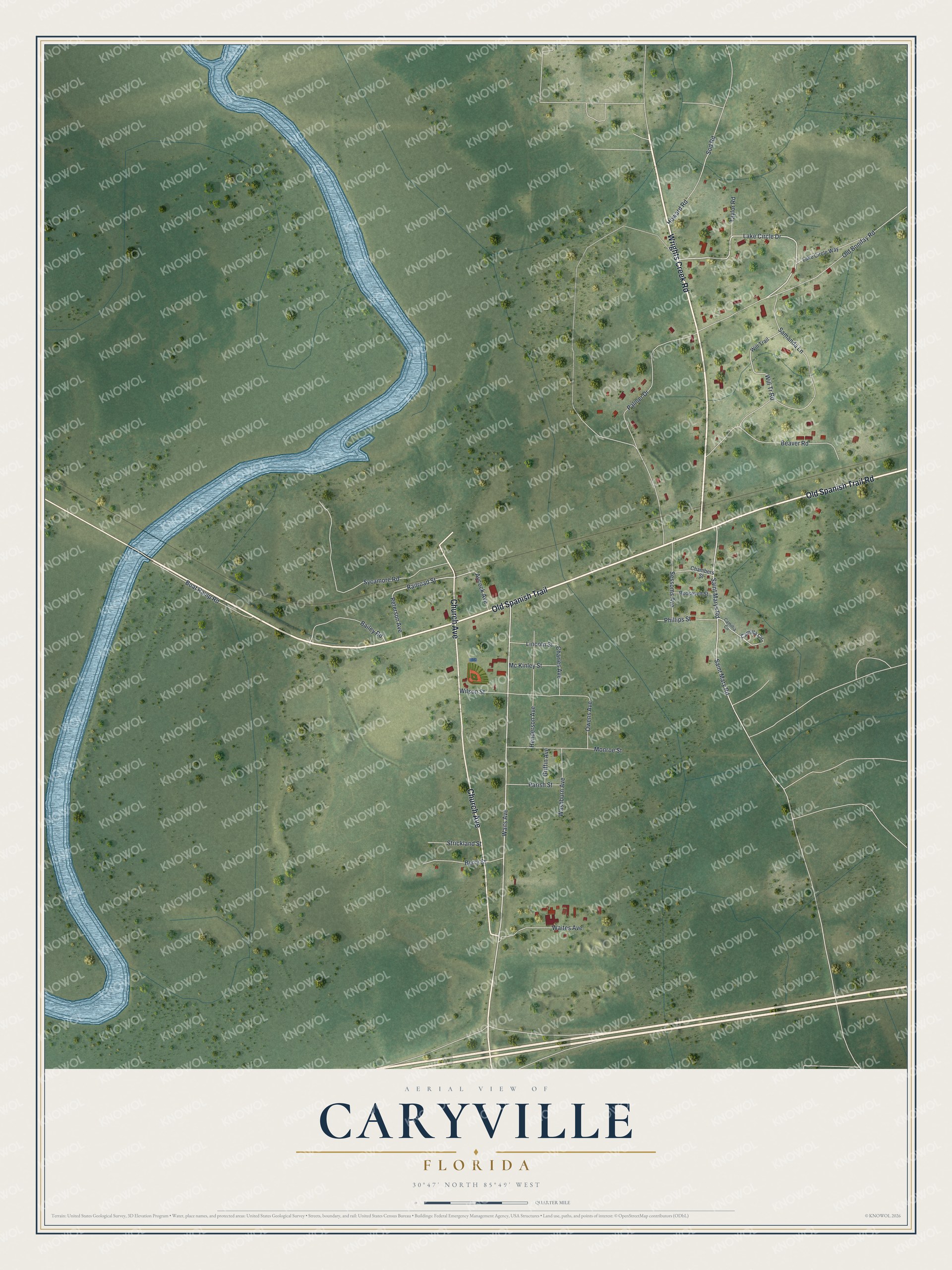 Watermarked full-map preview of Caryville, Florida