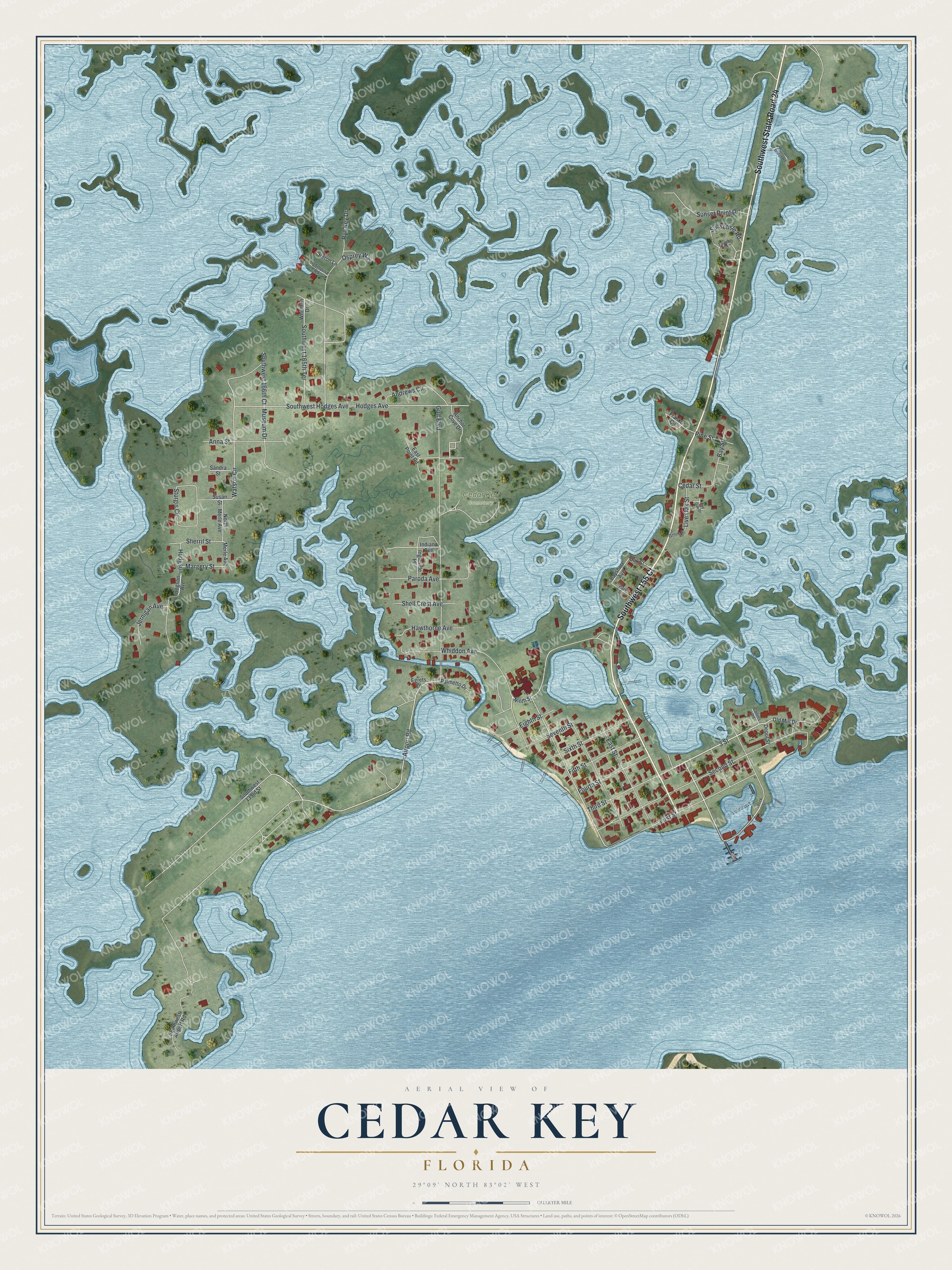 Watermarked full-map preview of Cedar Key, Florida