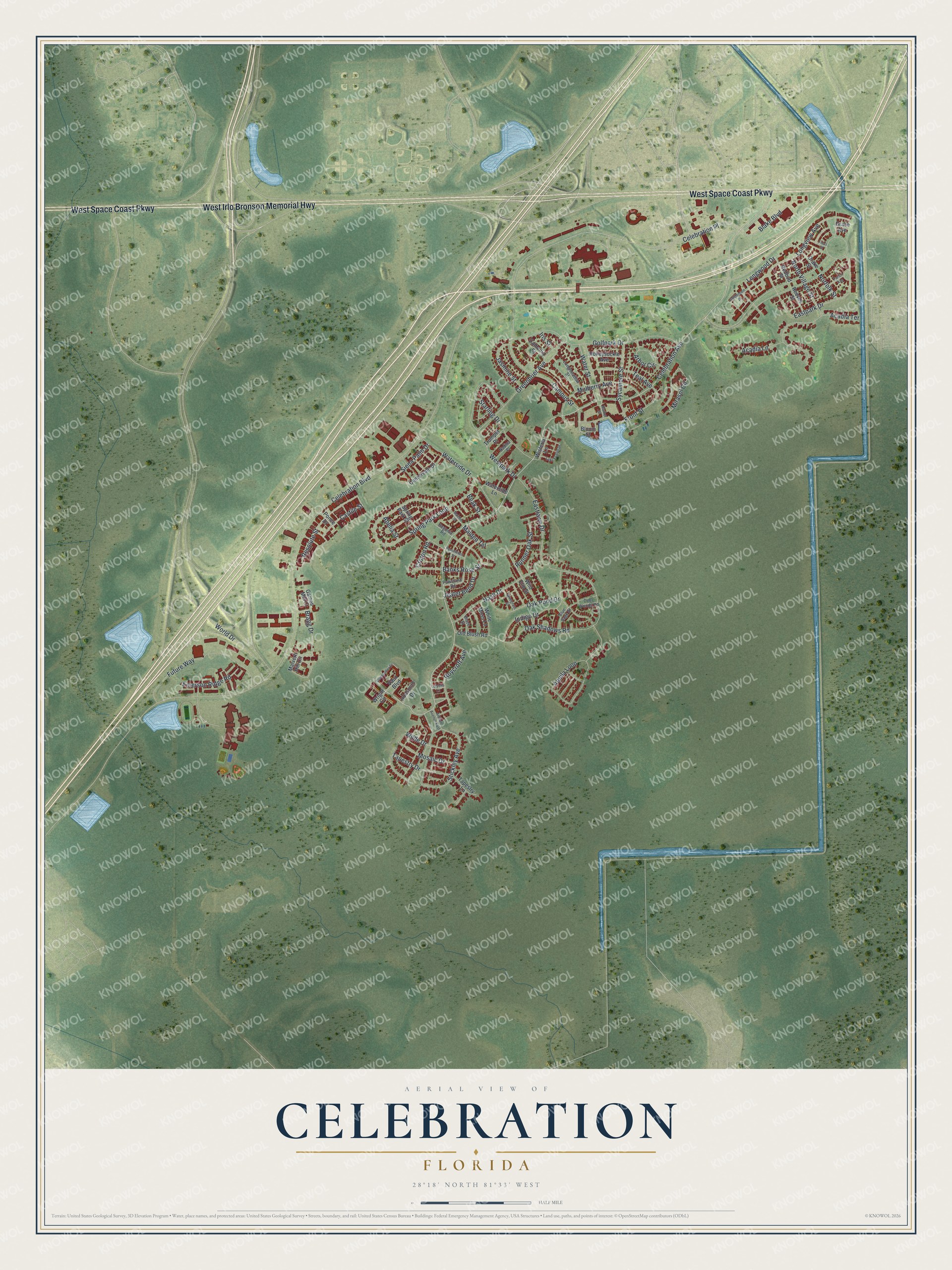 Watermarked full-map preview of Celebration, Florida