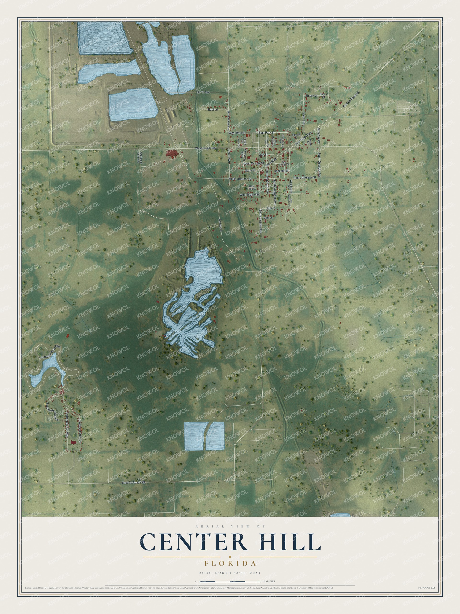 Watermarked full-map preview of Center Hill, Florida
