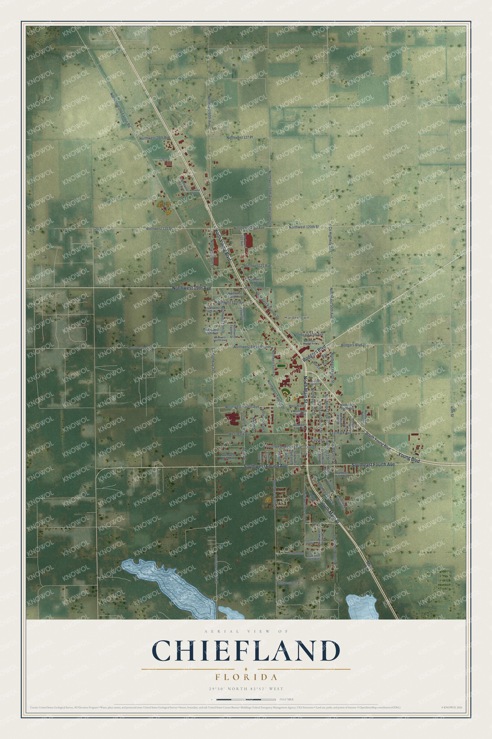 Watermarked full-map preview of Chiefland, Florida