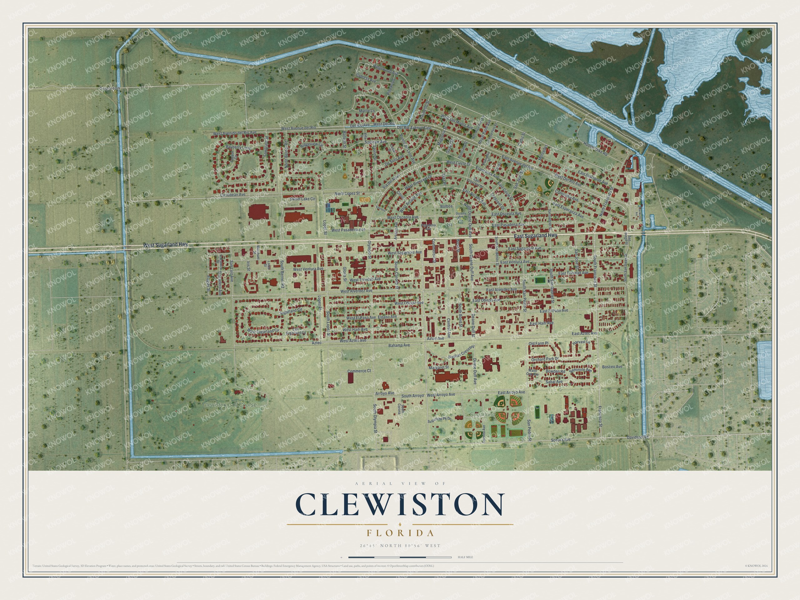 Watermarked full-map preview of Clewiston, Florida
