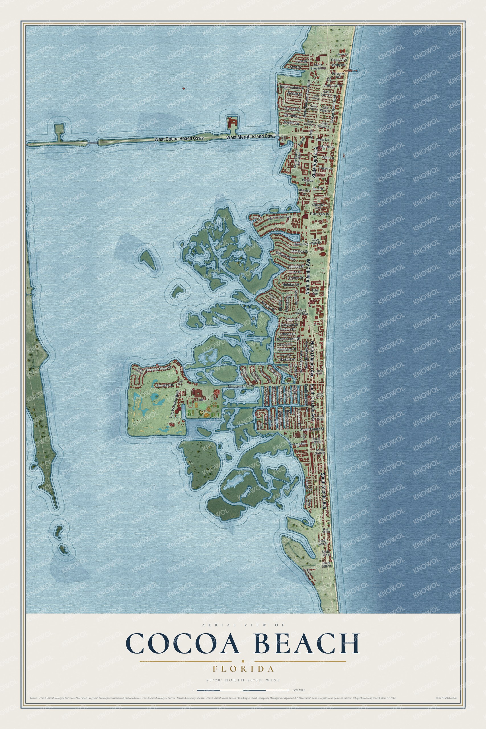 Watermarked full-map preview of Cocoa Beach, Florida