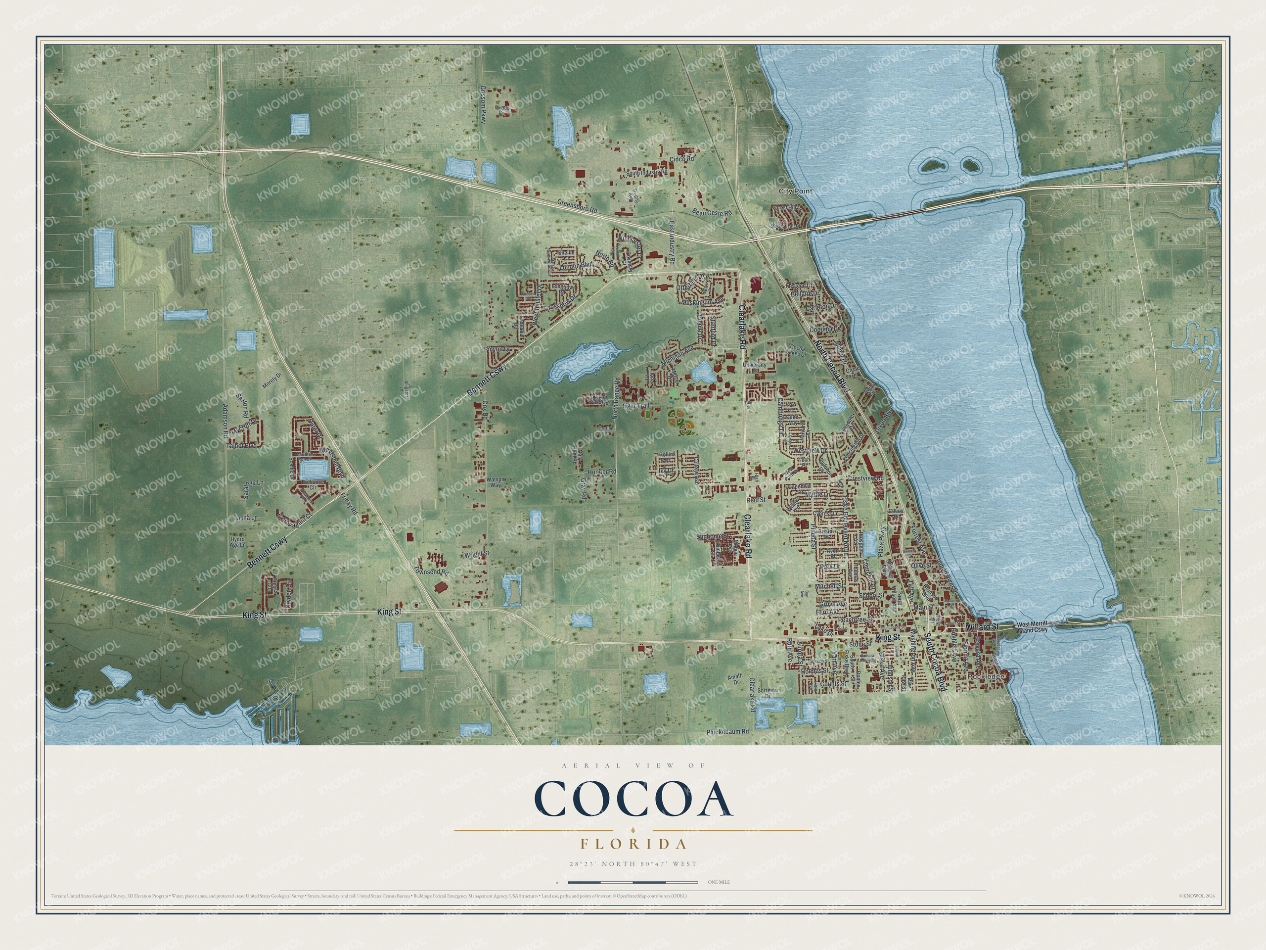 Watermarked full-map preview of Cocoa, Florida