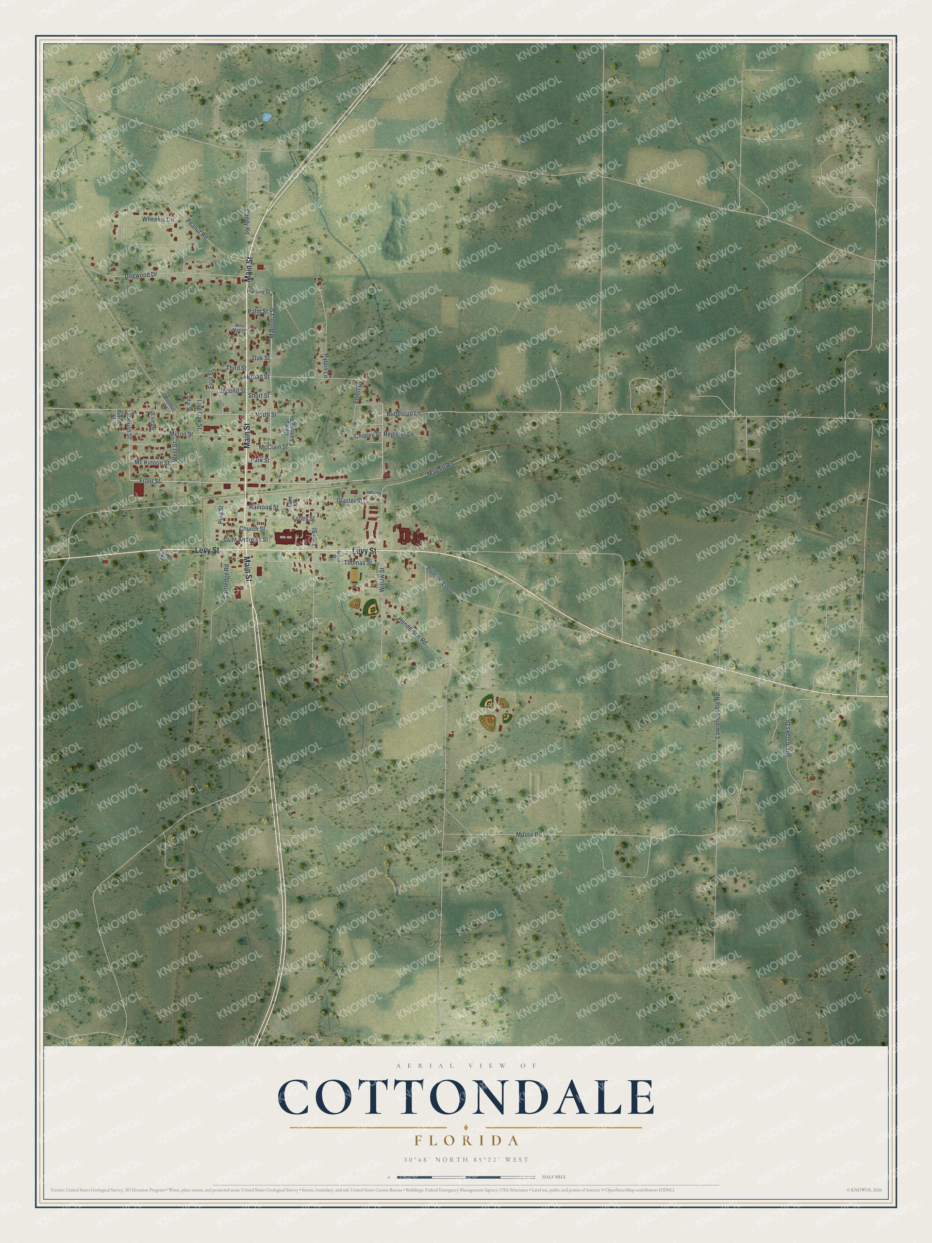 Watermarked full-map preview of Cottondale, Florida