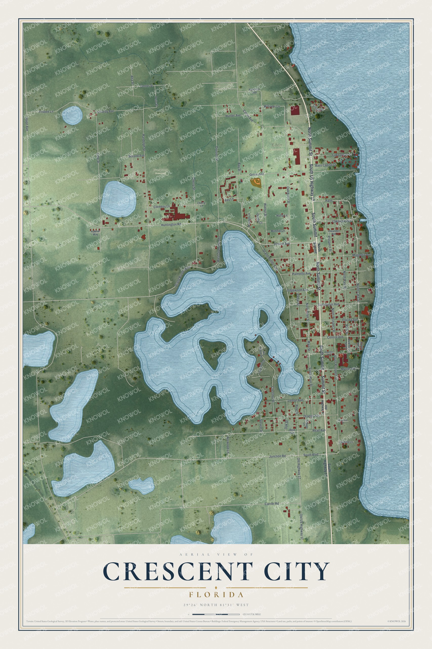 Watermarked full-map preview of Crescent City, Florida