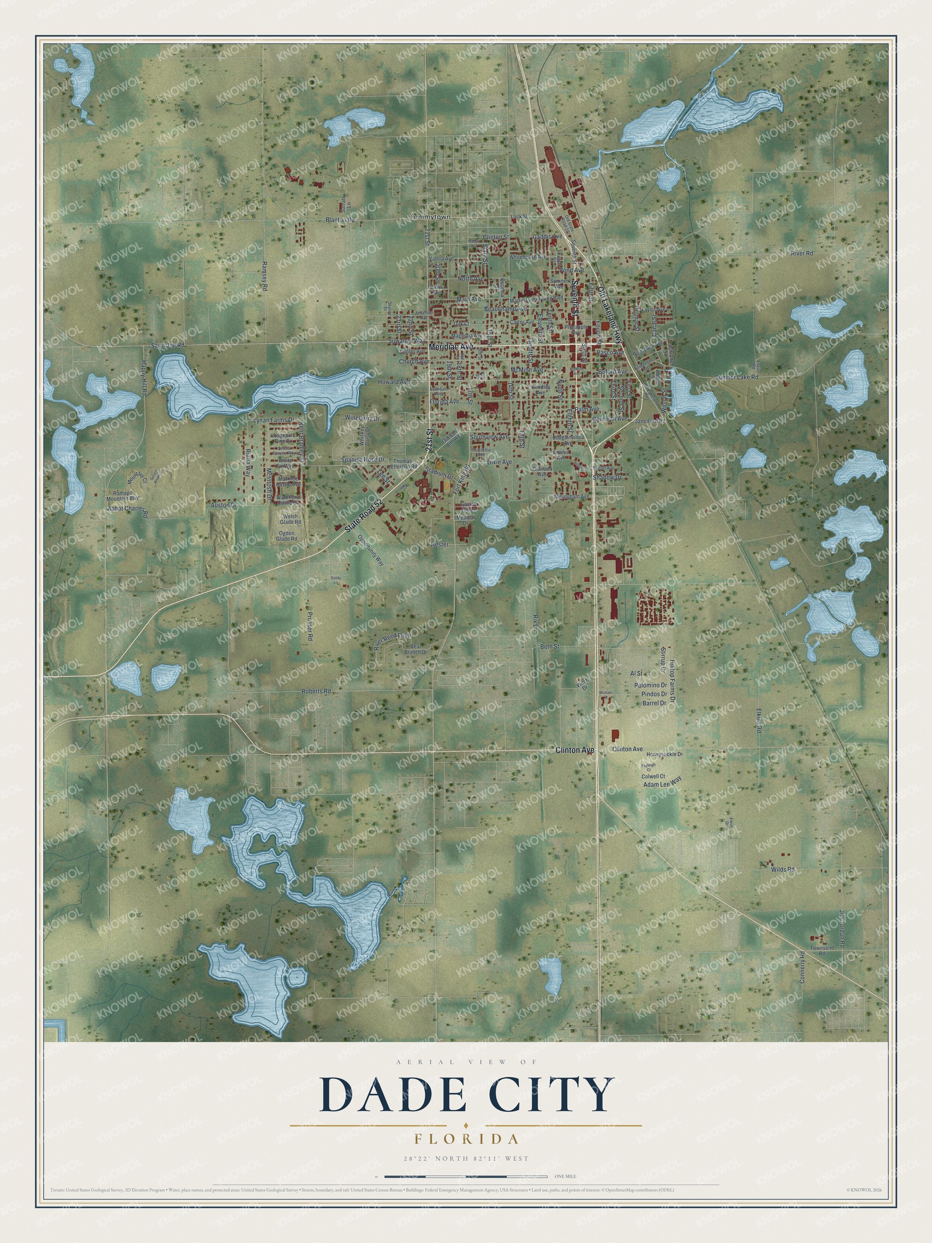 Watermarked full-map preview of Dade City, Florida