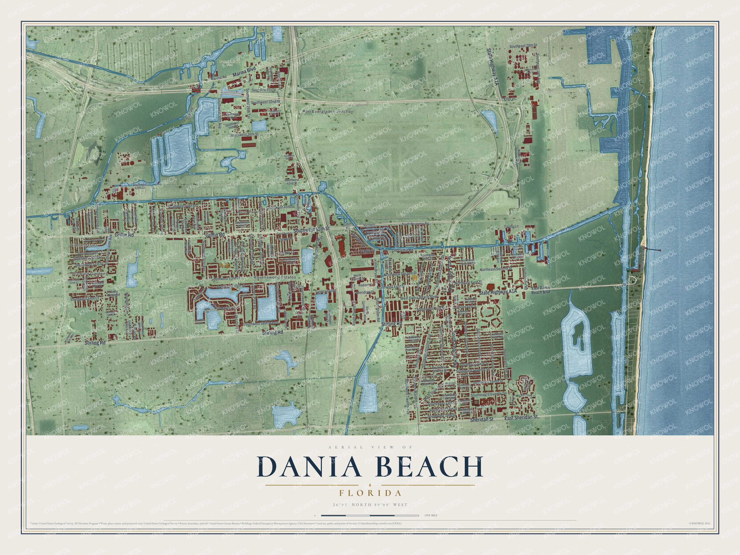 Watermarked full-map preview of Dania Beach, Florida