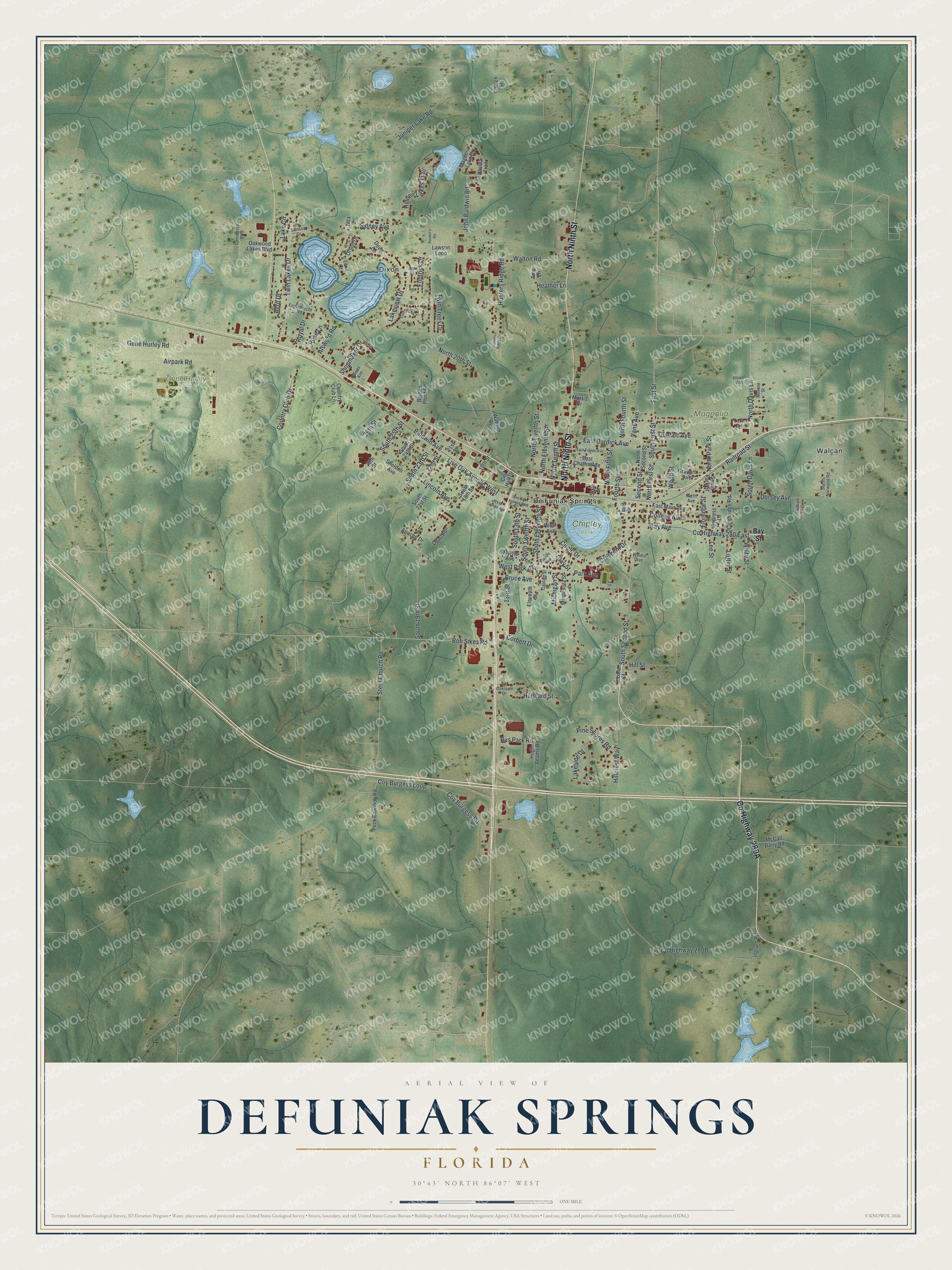 Watermarked full-map preview of DeFuniak Springs, Florida