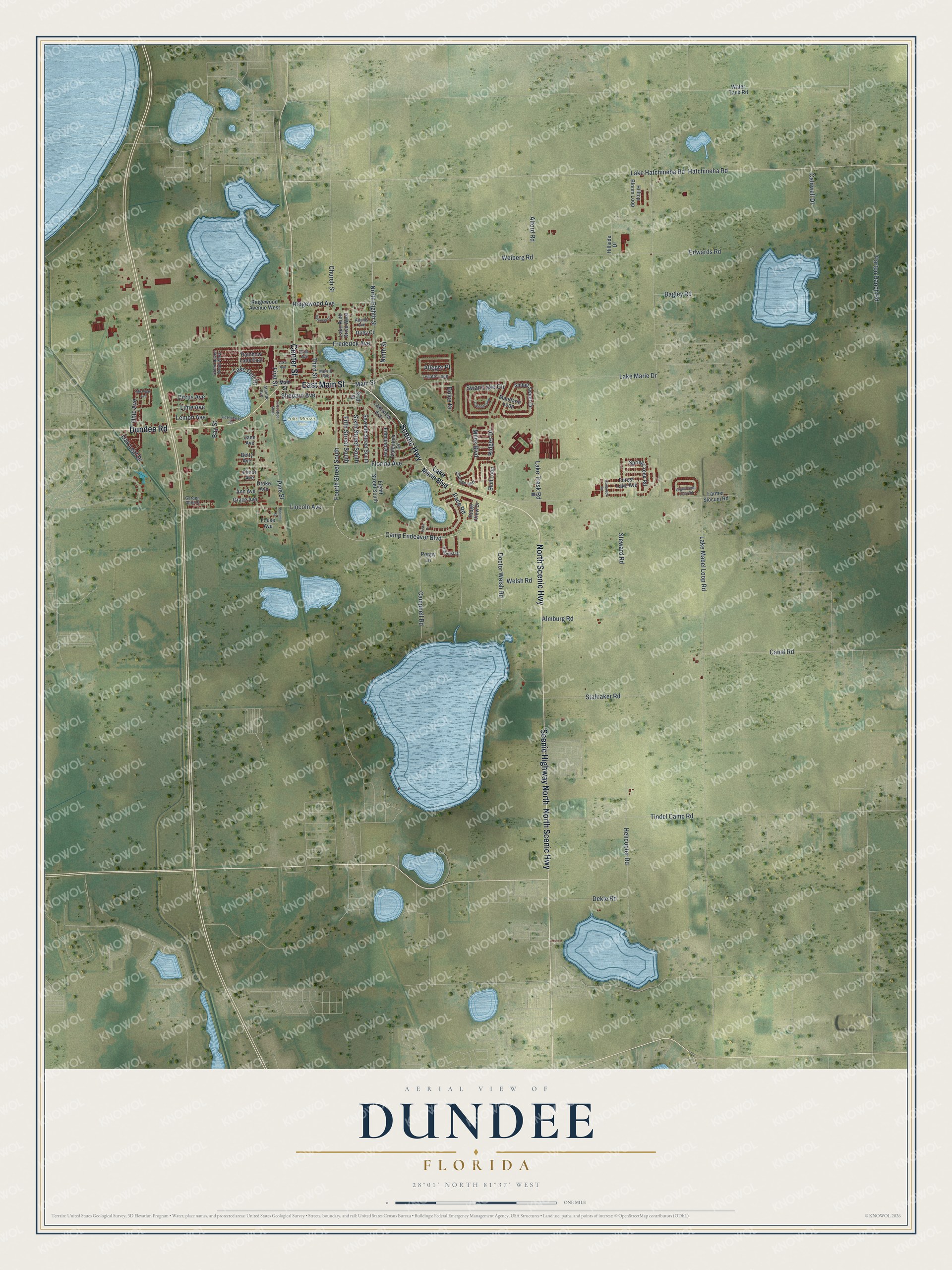 Watermarked full-map preview of Dundee, Florida