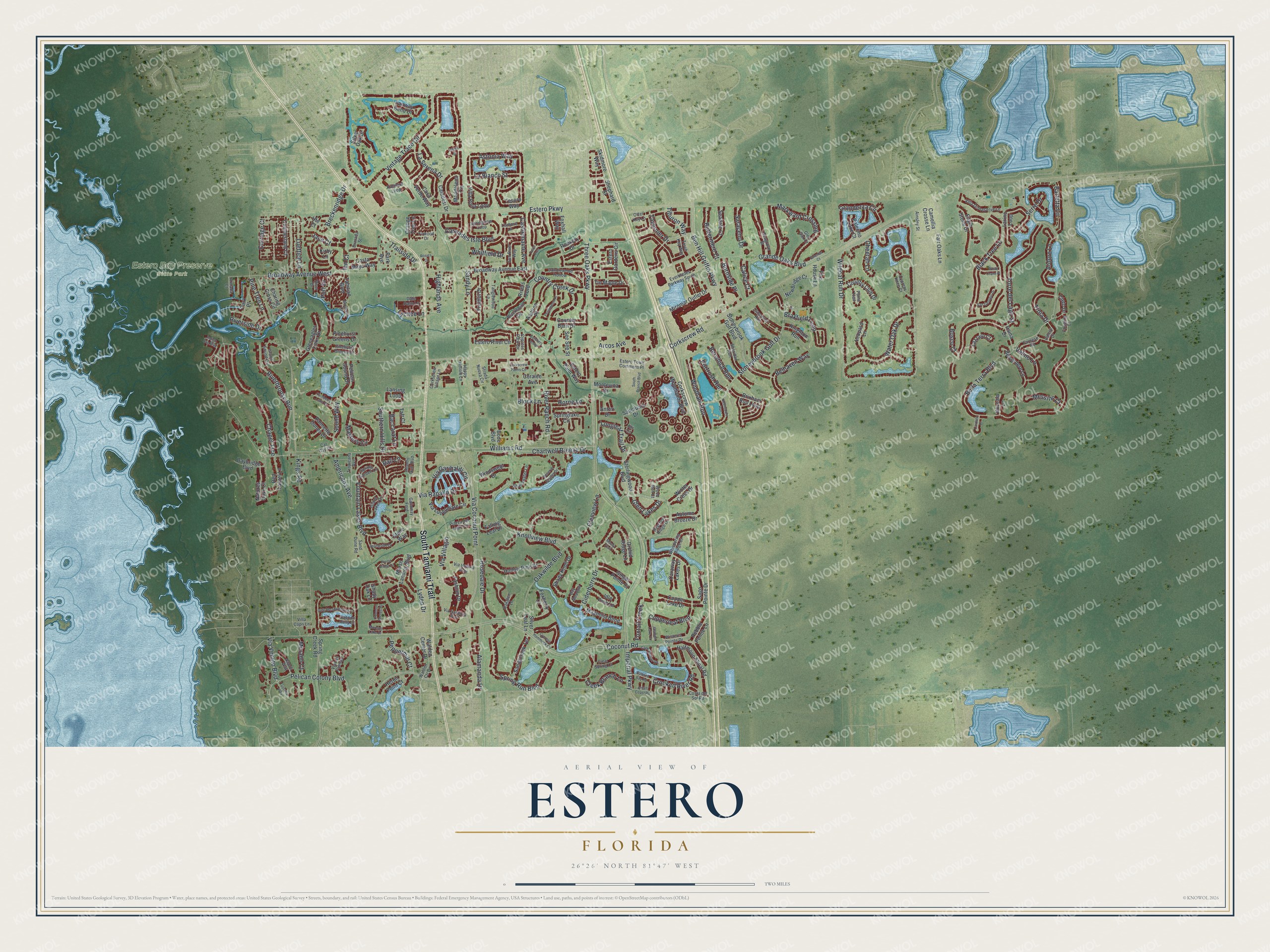 Watermarked full-map preview of Estero, Florida