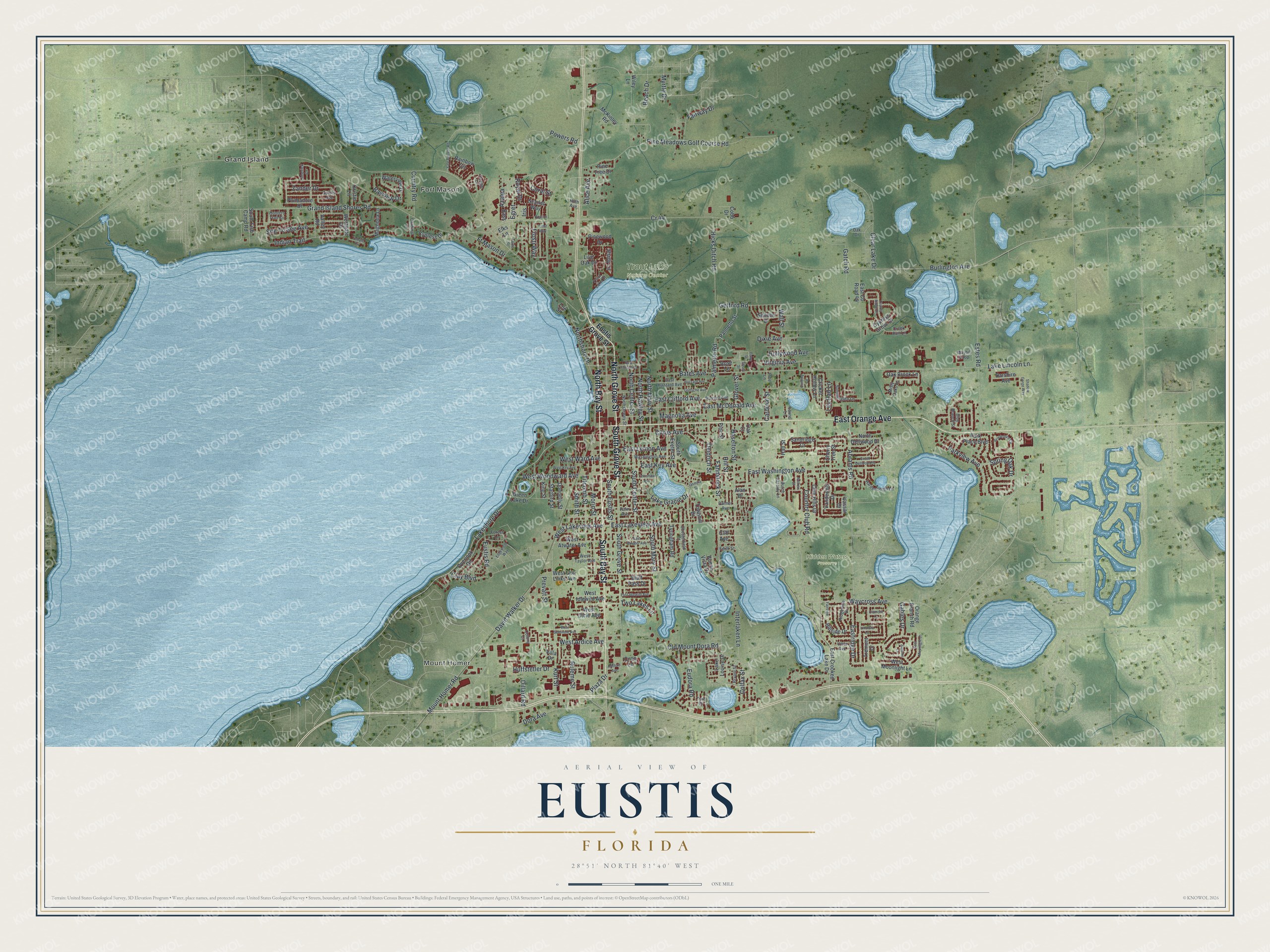 Watermarked full-map preview of Eustis, Florida