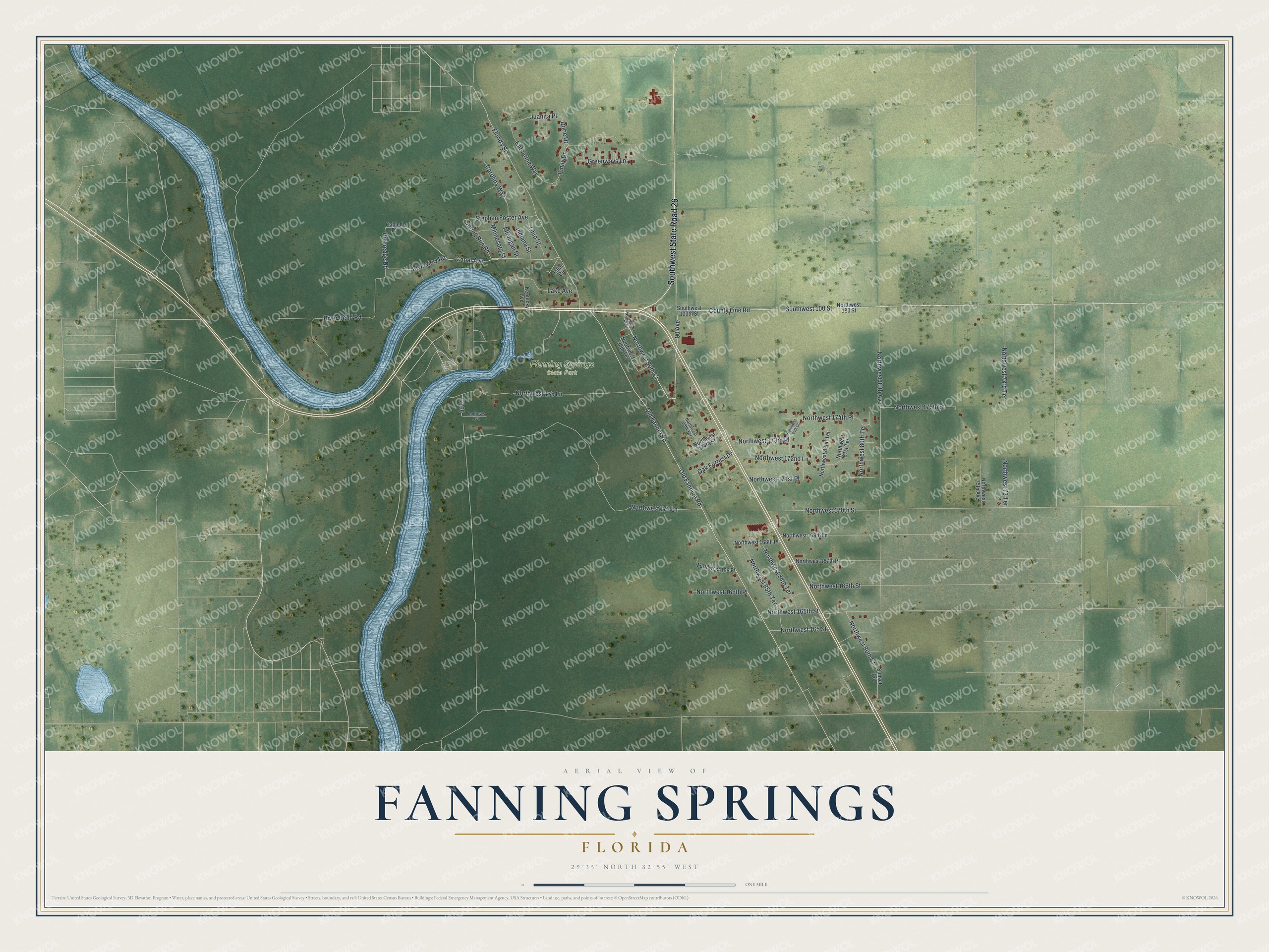 Watermarked full-map preview of Fanning Springs, Florida