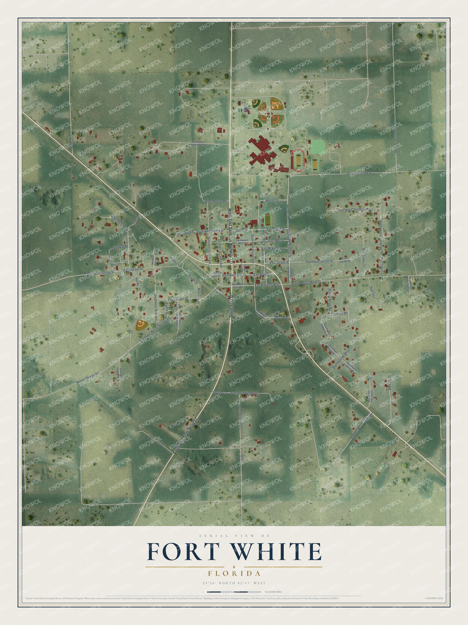 Watermarked full-map preview of Fort White, Florida