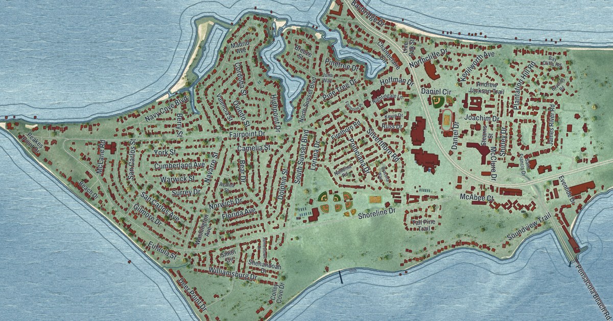 Map of Gulf Breeze, Florida