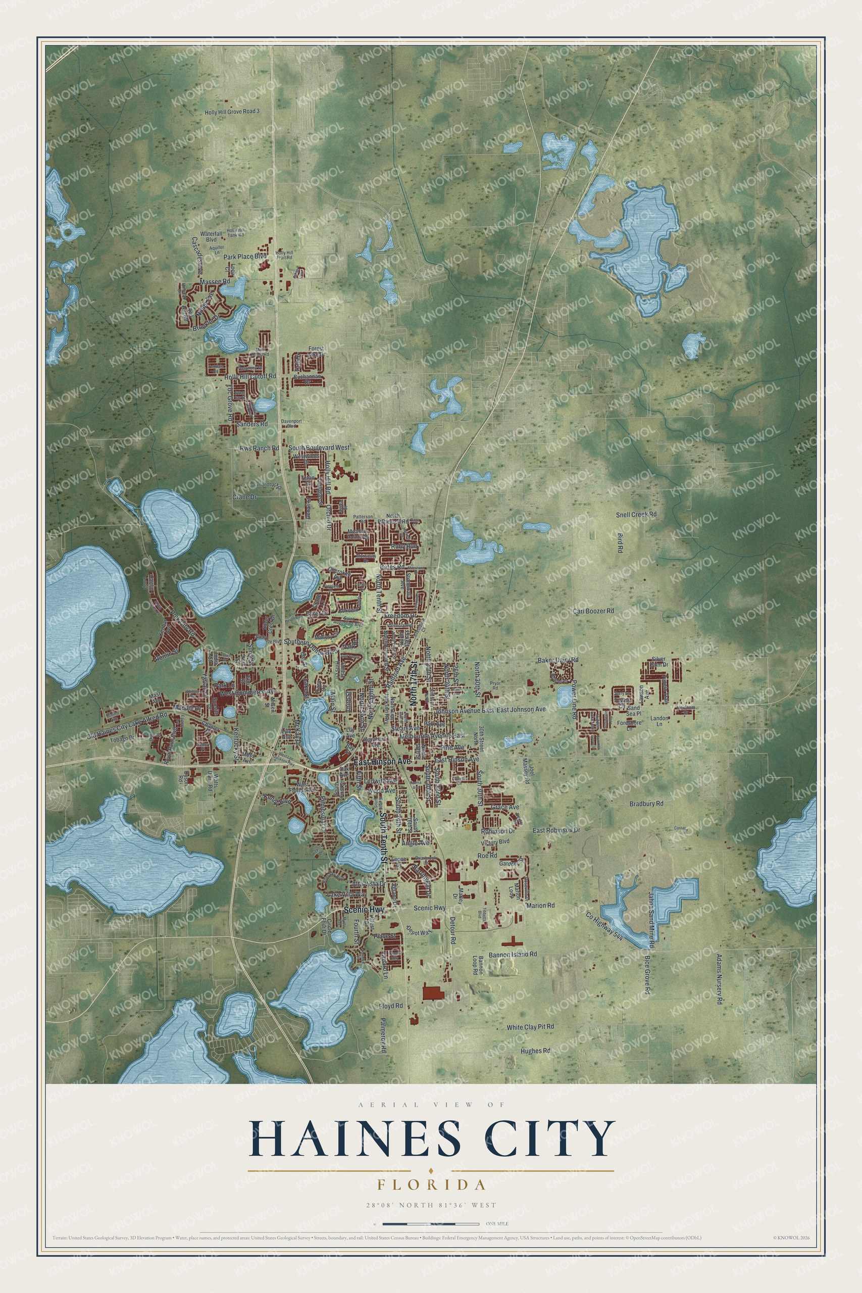 Watermarked full-map preview of Haines City, Florida