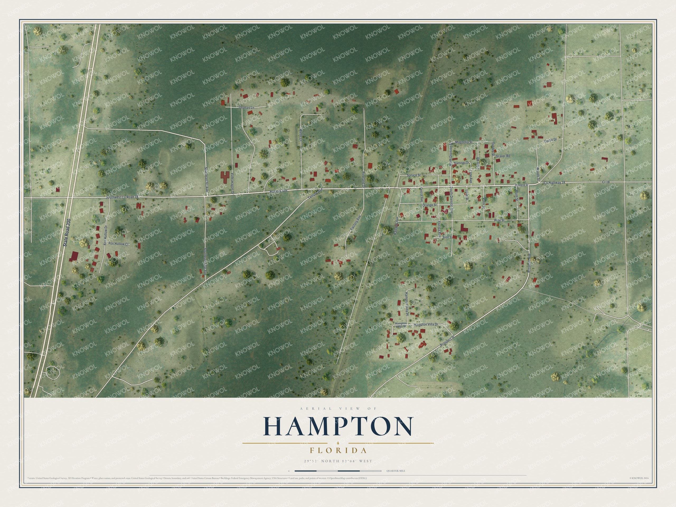 Watermarked full-map preview of Hampton, Florida