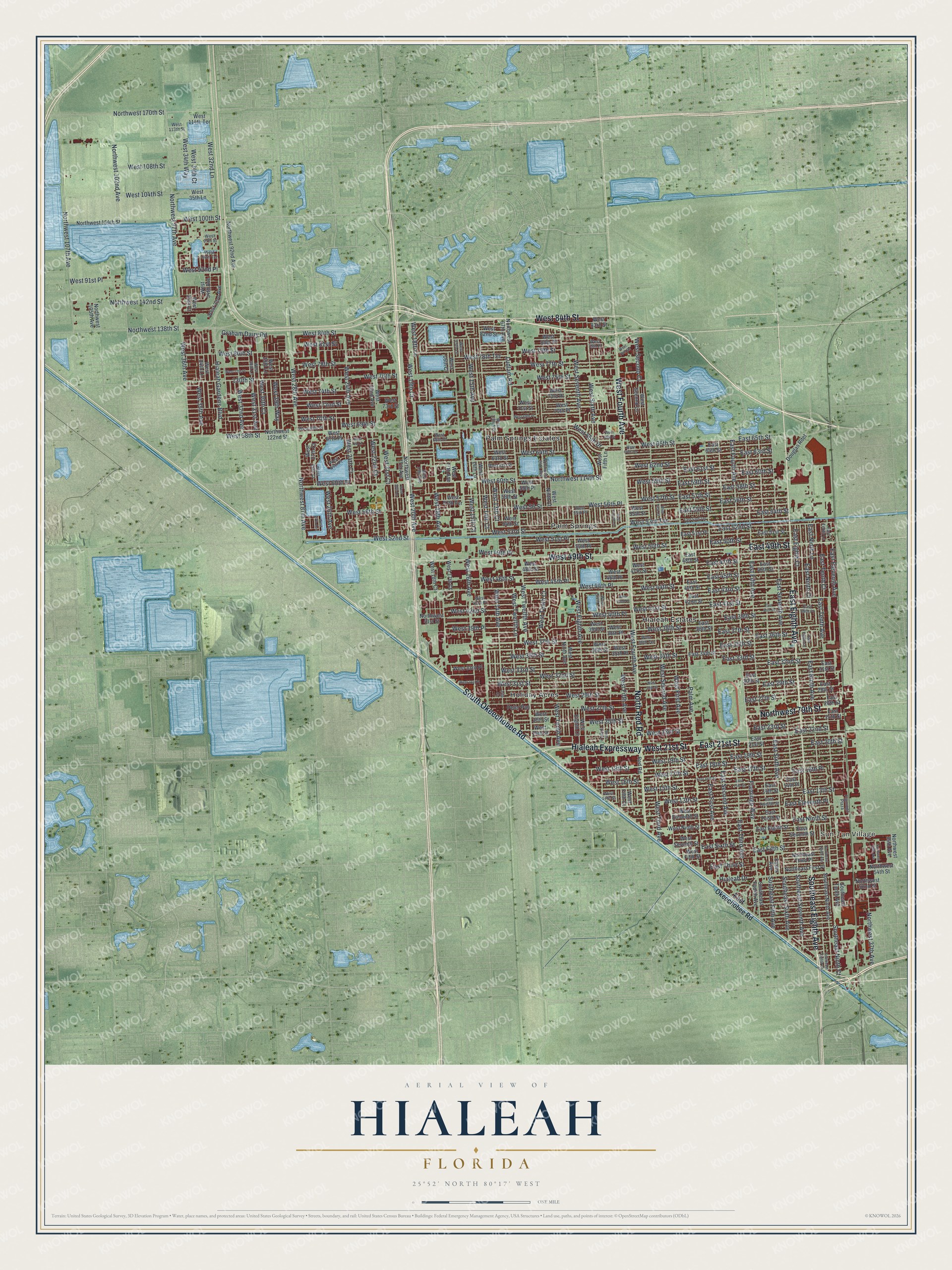 Watermarked full-map preview of Hialeah, Florida