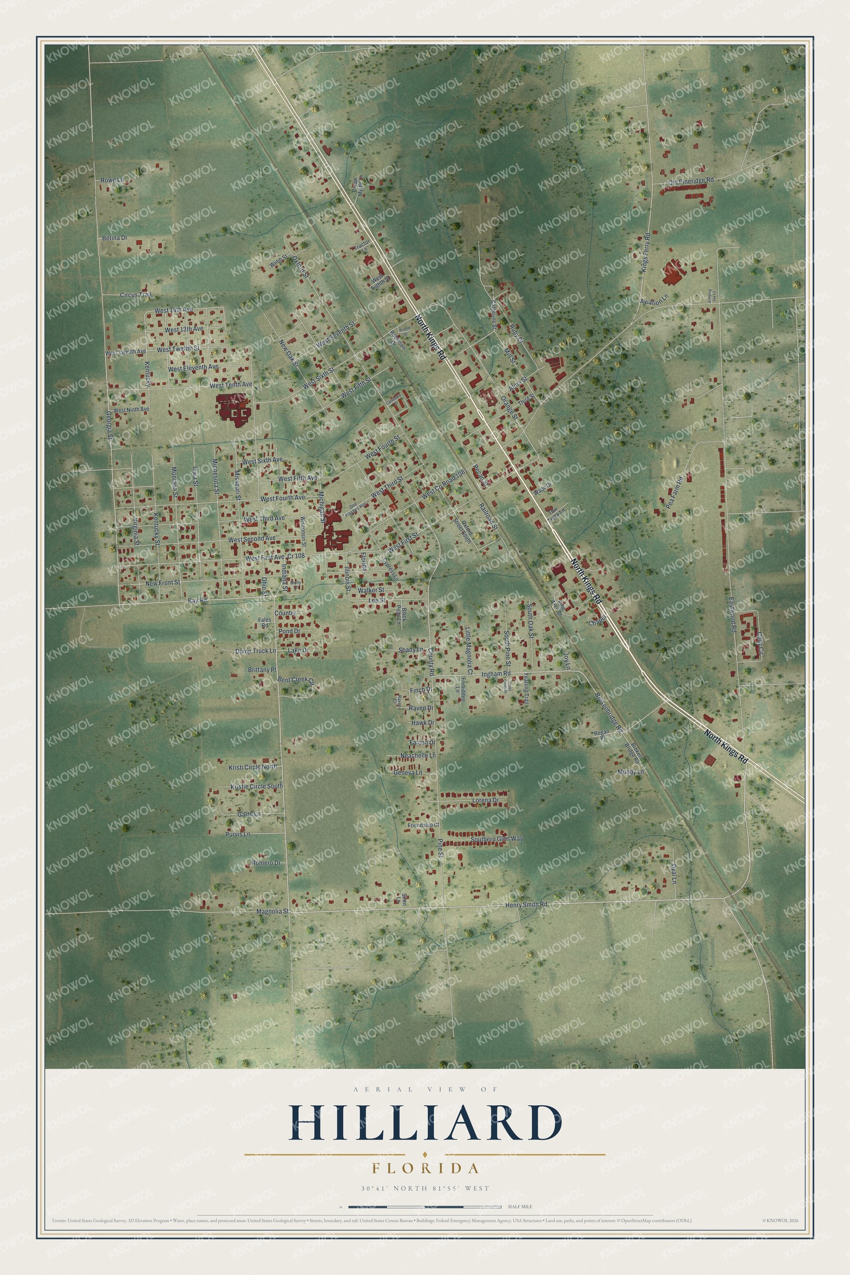 Watermarked full-map preview of Hilliard, Florida