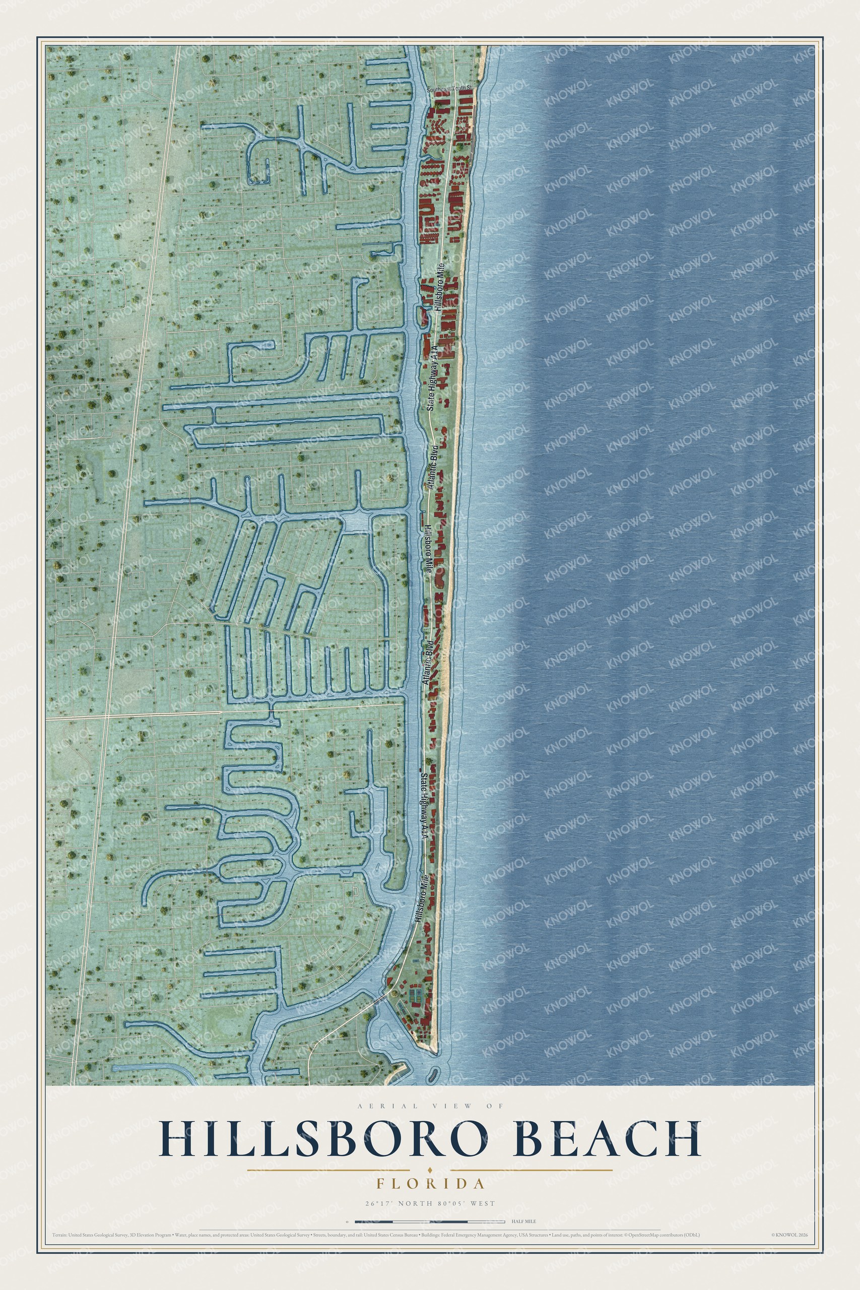 Watermarked full-map preview of Hillsboro Beach, Florida