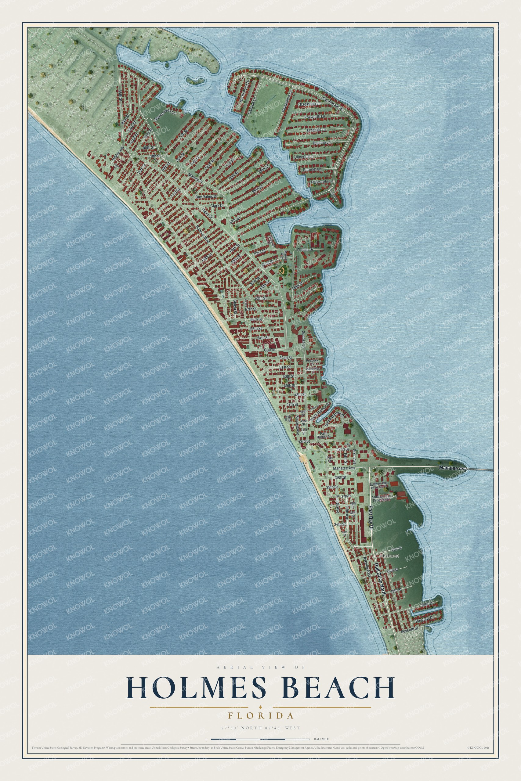 Watermarked full-map preview of Holmes Beach, Florida