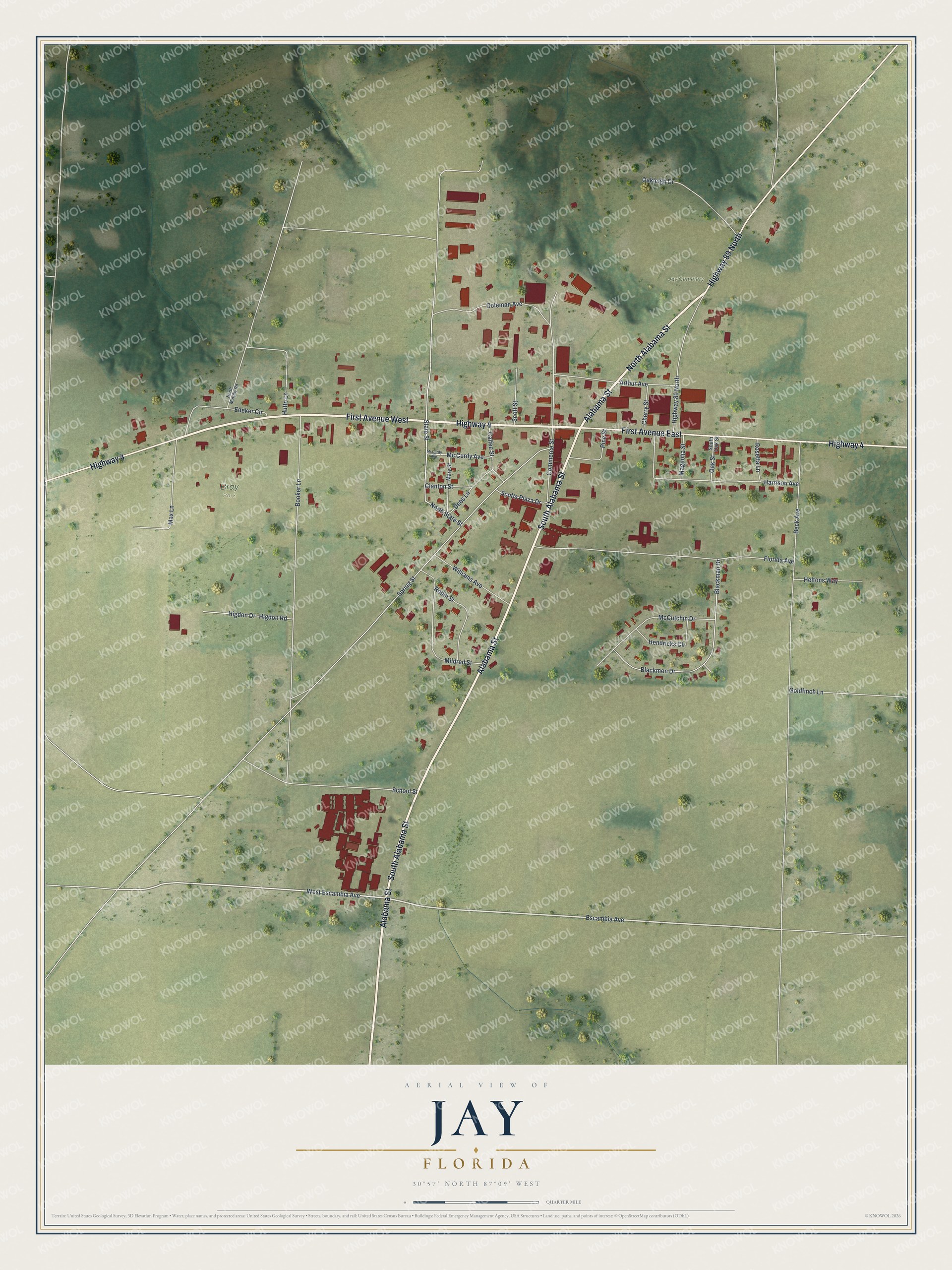 Watermarked full-map preview of Jay, Florida