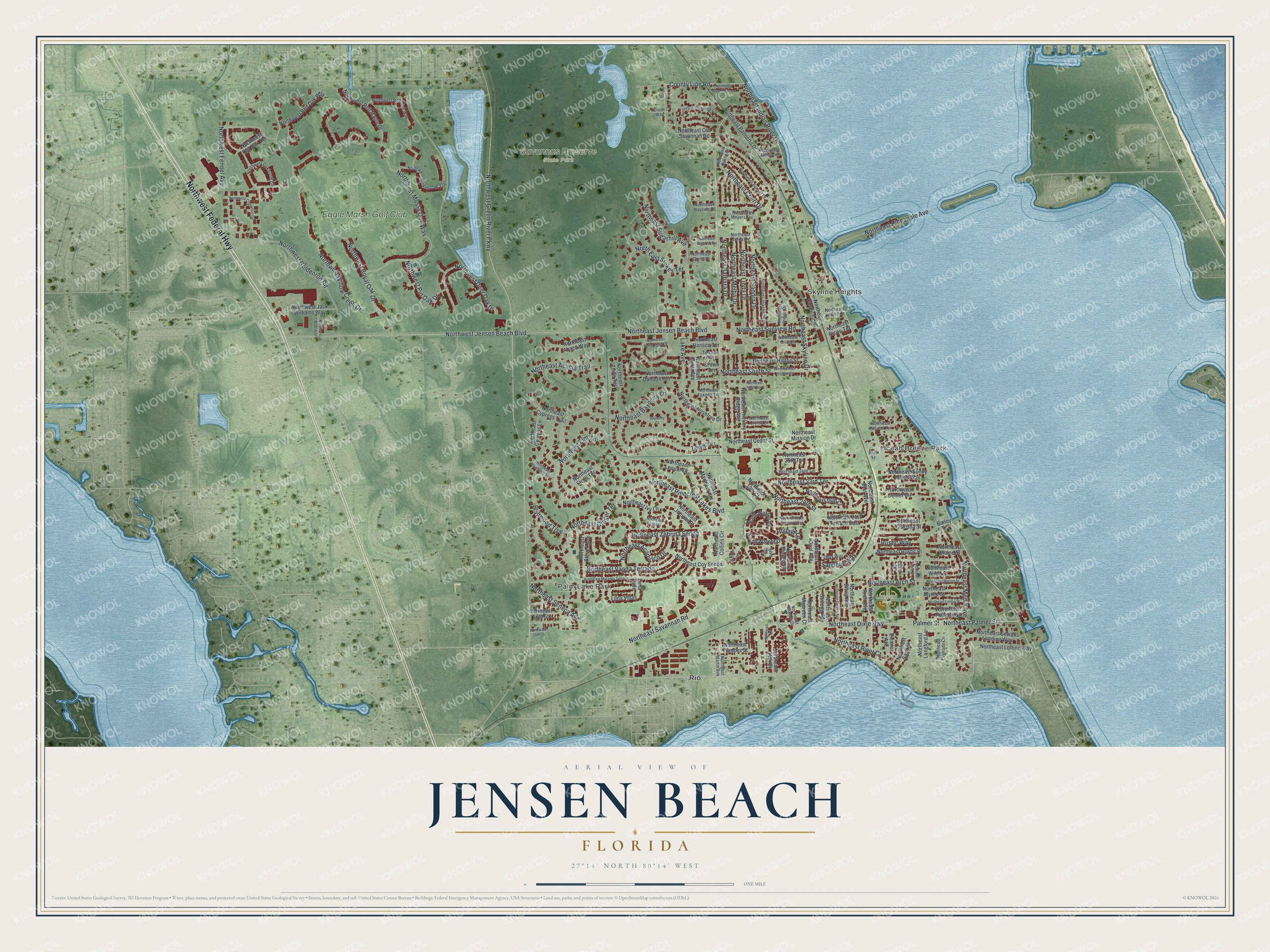 Watermarked full-map preview of Jensen Beach, Florida