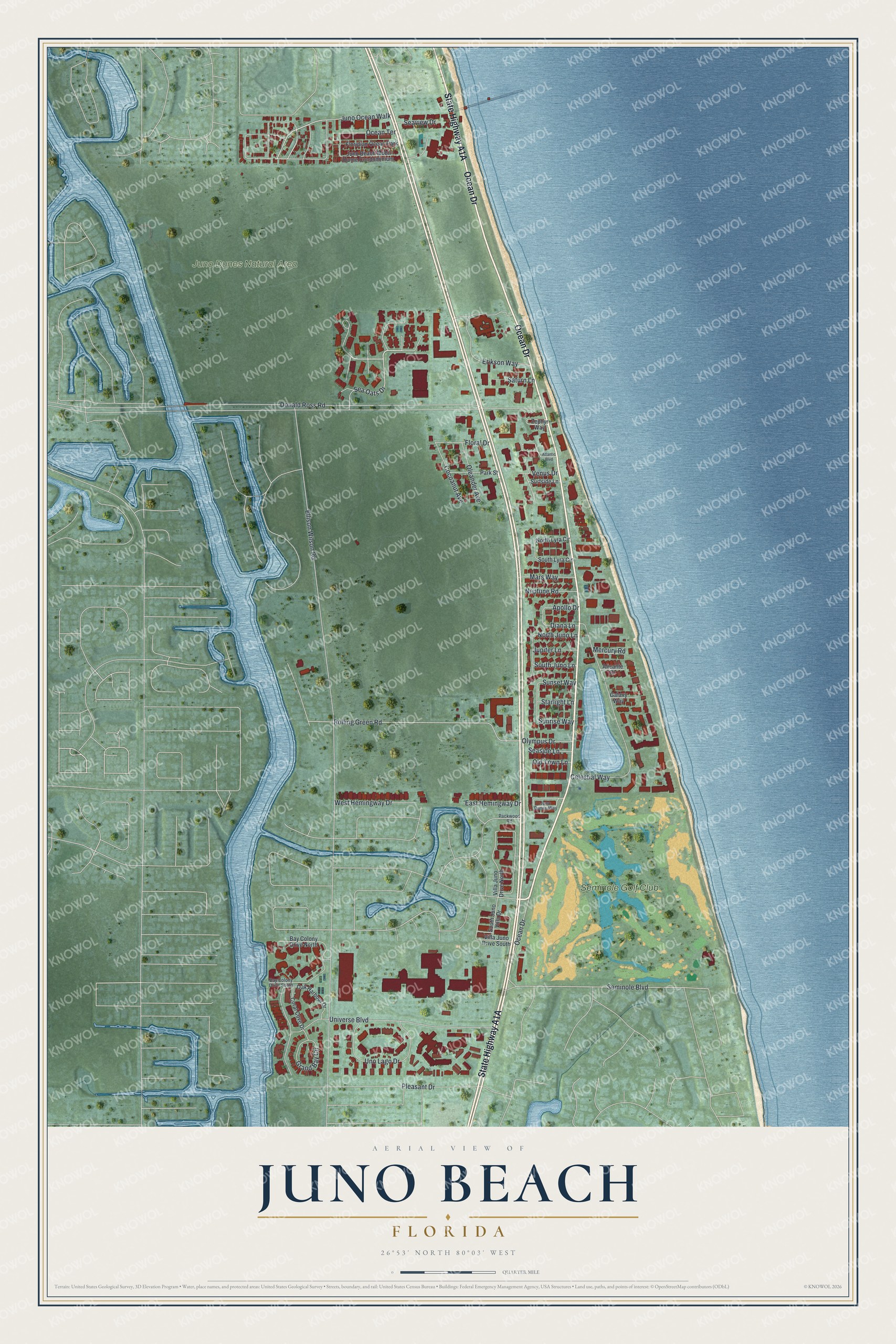 Watermarked full-map preview of Juno Beach, Florida