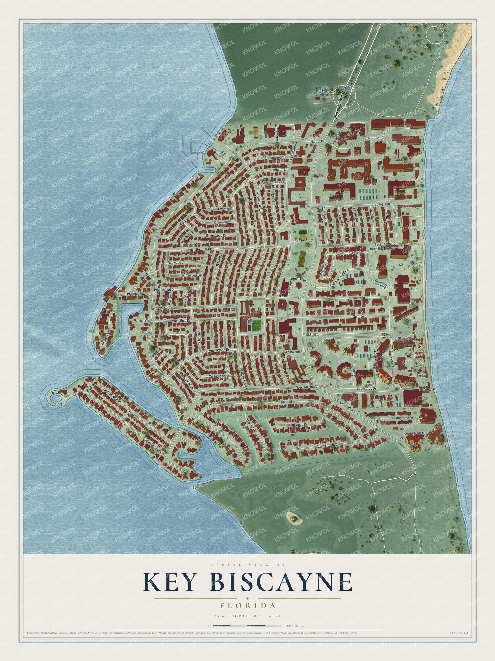 Watermarked full-map preview of Key Biscayne, Florida